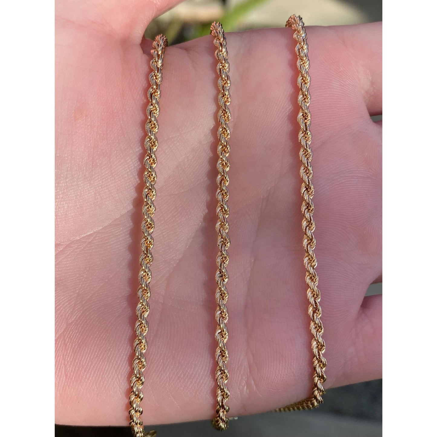 Vintage Solid 14k Yellow Gold Rope Chain Necklace - 29.75 inches