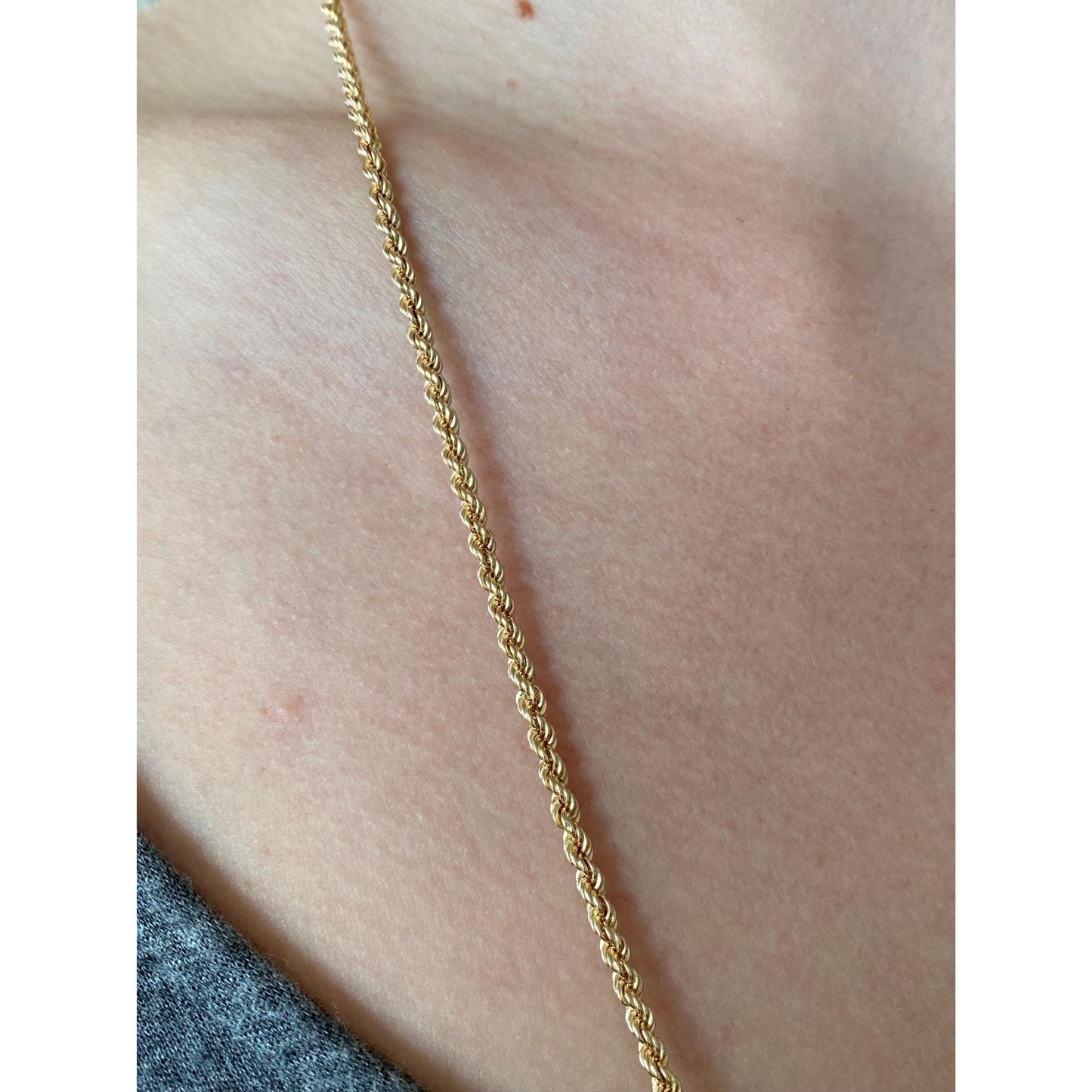 Vintage Solid 14k Yellow Gold Rope Chain Necklace - 29.75 inches