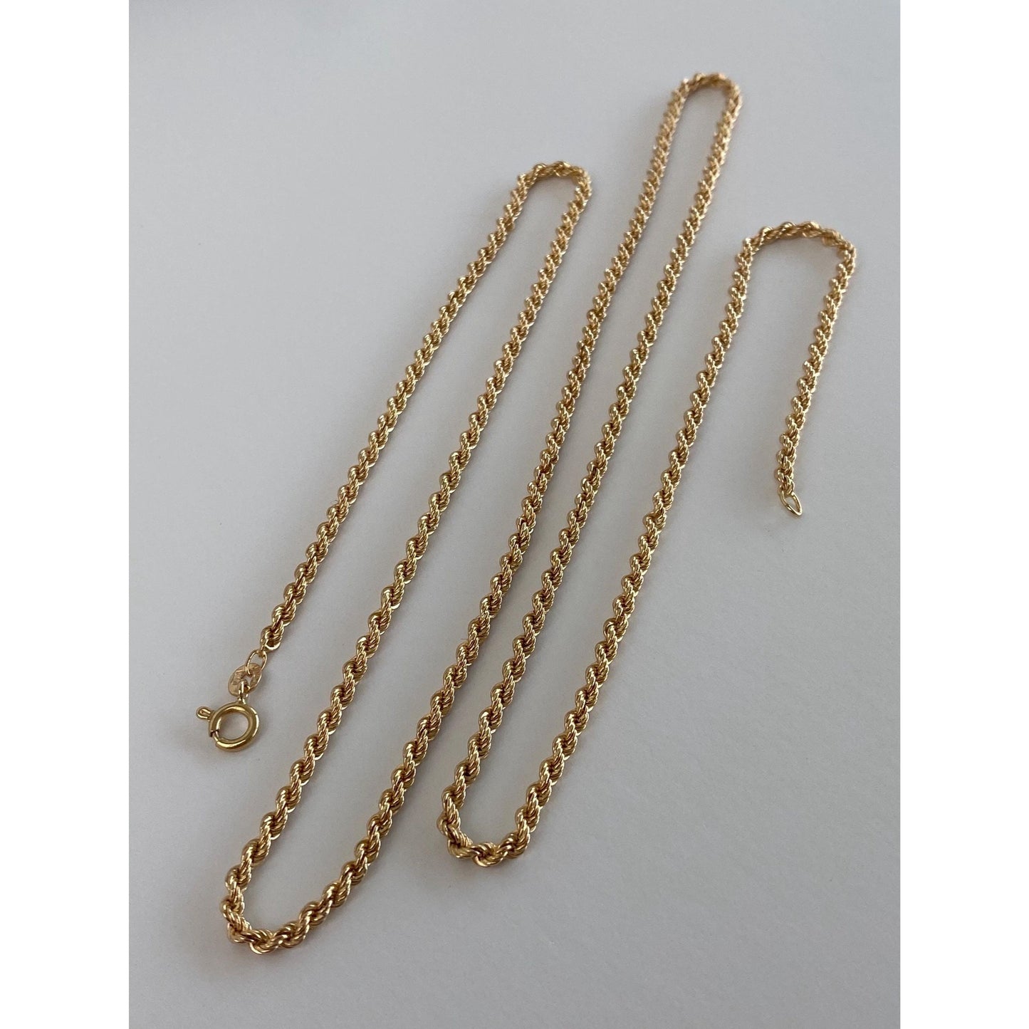Vintage Solid 14k Yellow Gold Rope Chain Necklace - 29.75 inches