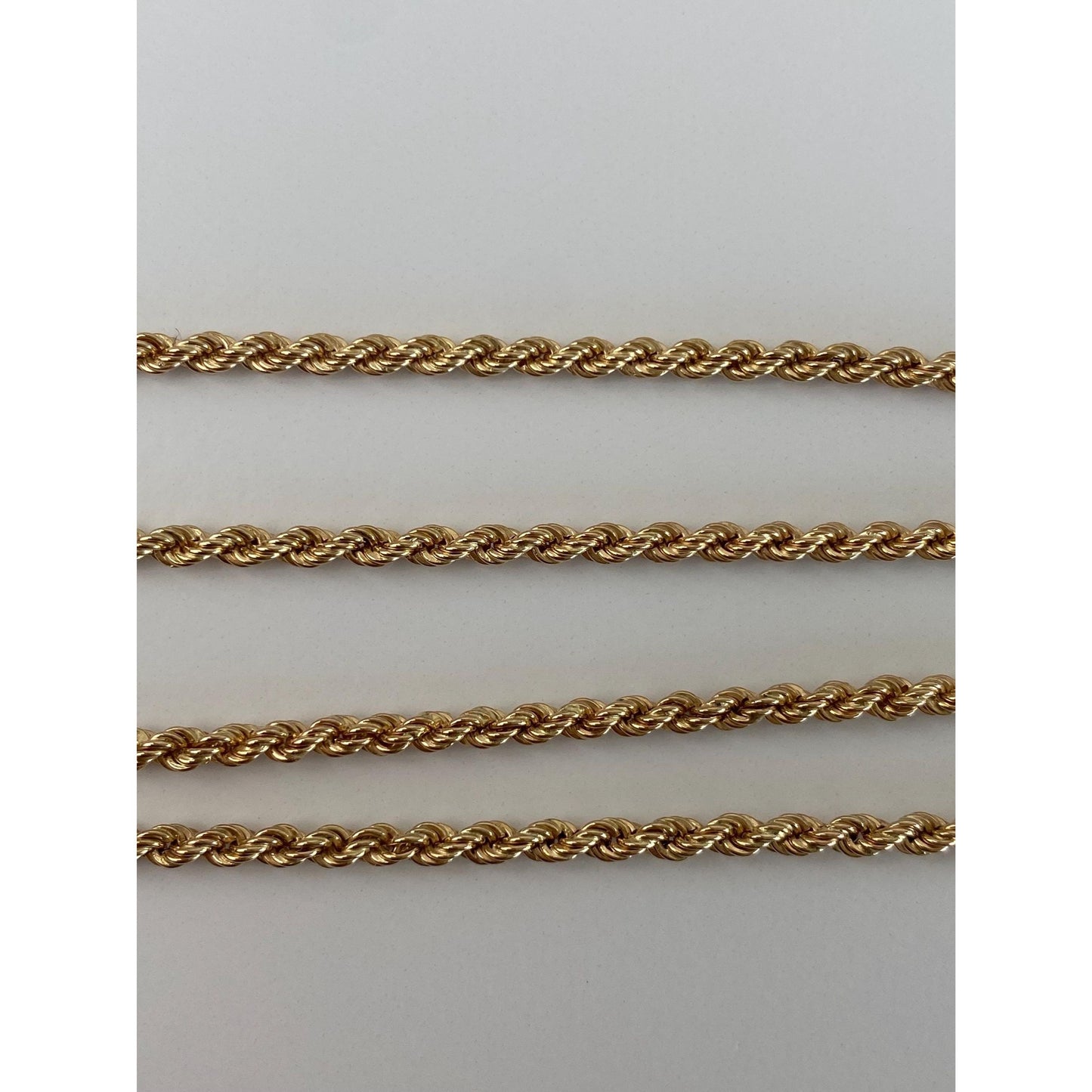 Vintage Solid 14k Yellow Gold Rope Chain Necklace - 29.75 inches