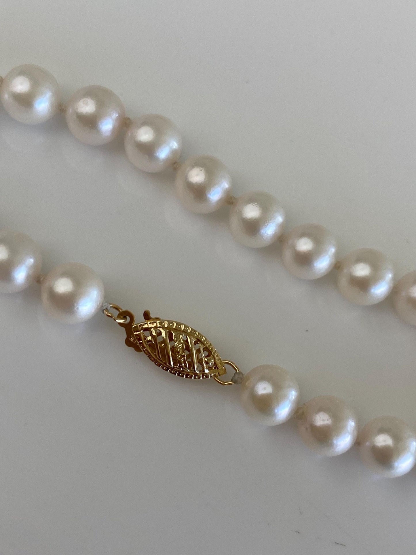 Vintage Solid 14k Yellow Gold Pearl Strand Bracelet - 7.5 inches