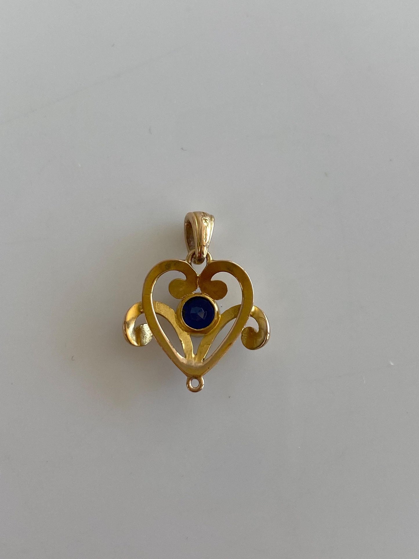Solid 14k Yellow Gold Blue Sapphire Seed Pearl Stick Pin Conversion Charm