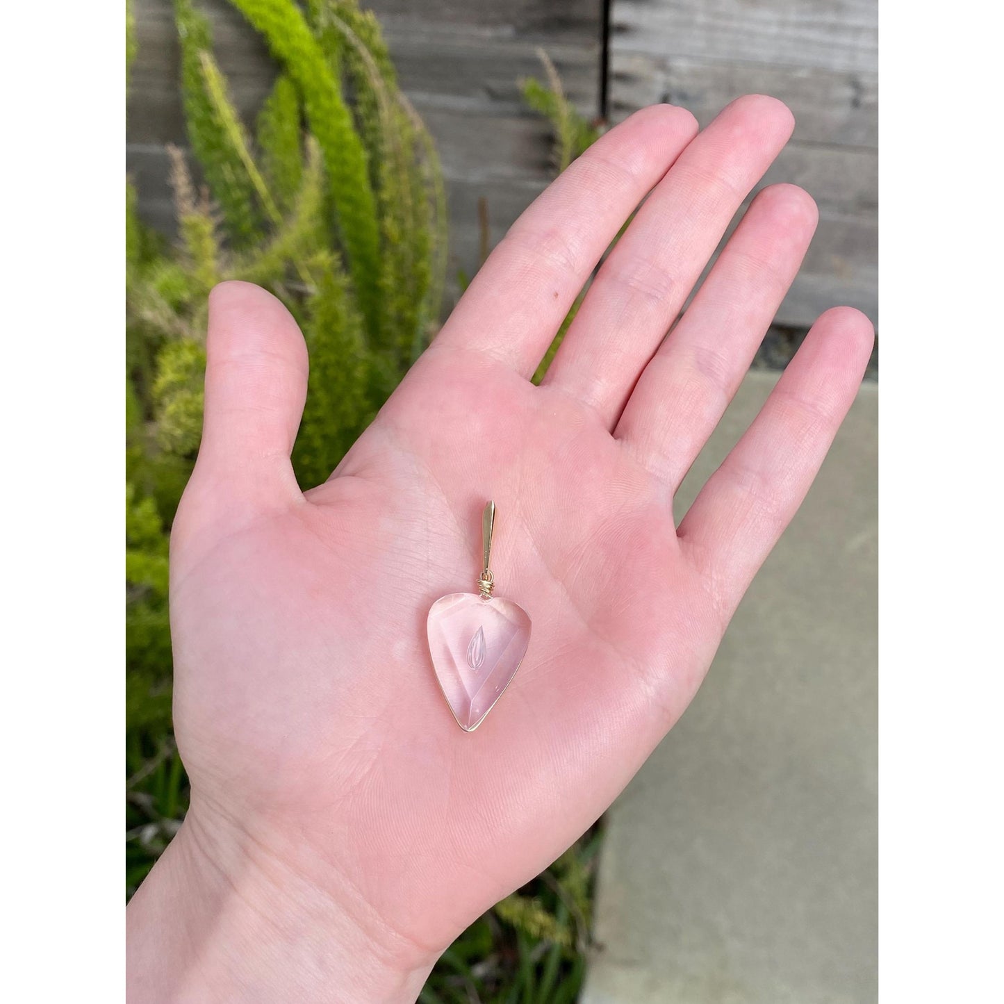 Vintage Solid 14k Yellow Gold Clear Glass Teardrop Heart Charm