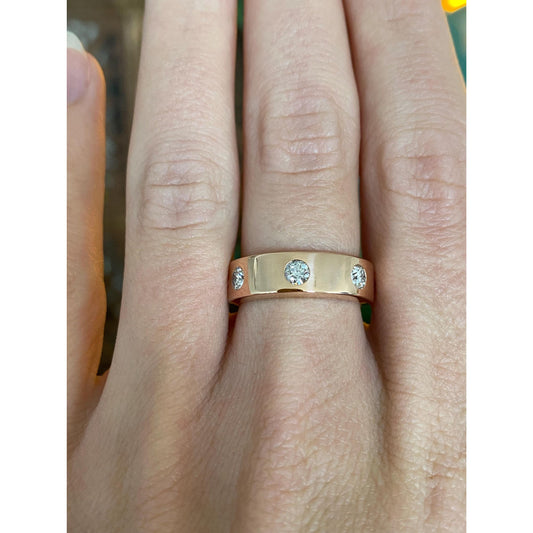 Vintage Solid 14k Rose Gold Diamond Ring Band - Size 6.25