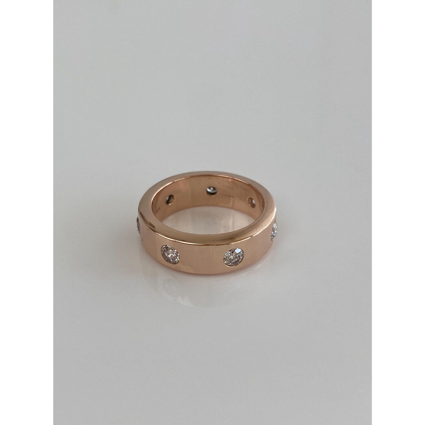 Vintage Solid 14k Rose Gold Diamond Ring Band - Size 6.25