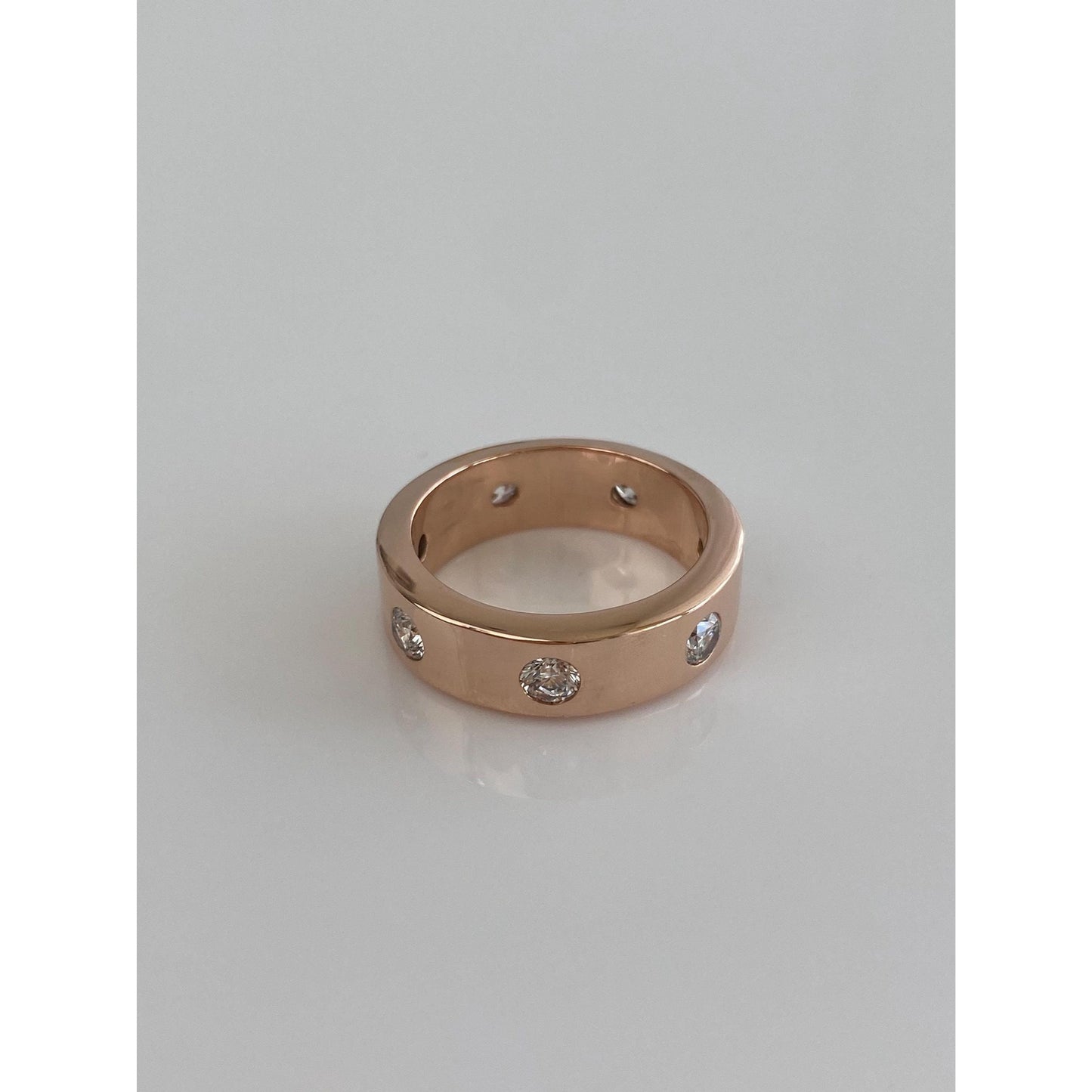 Vintage Solid 14k Rose Gold Diamond Ring Band - Size 6.25