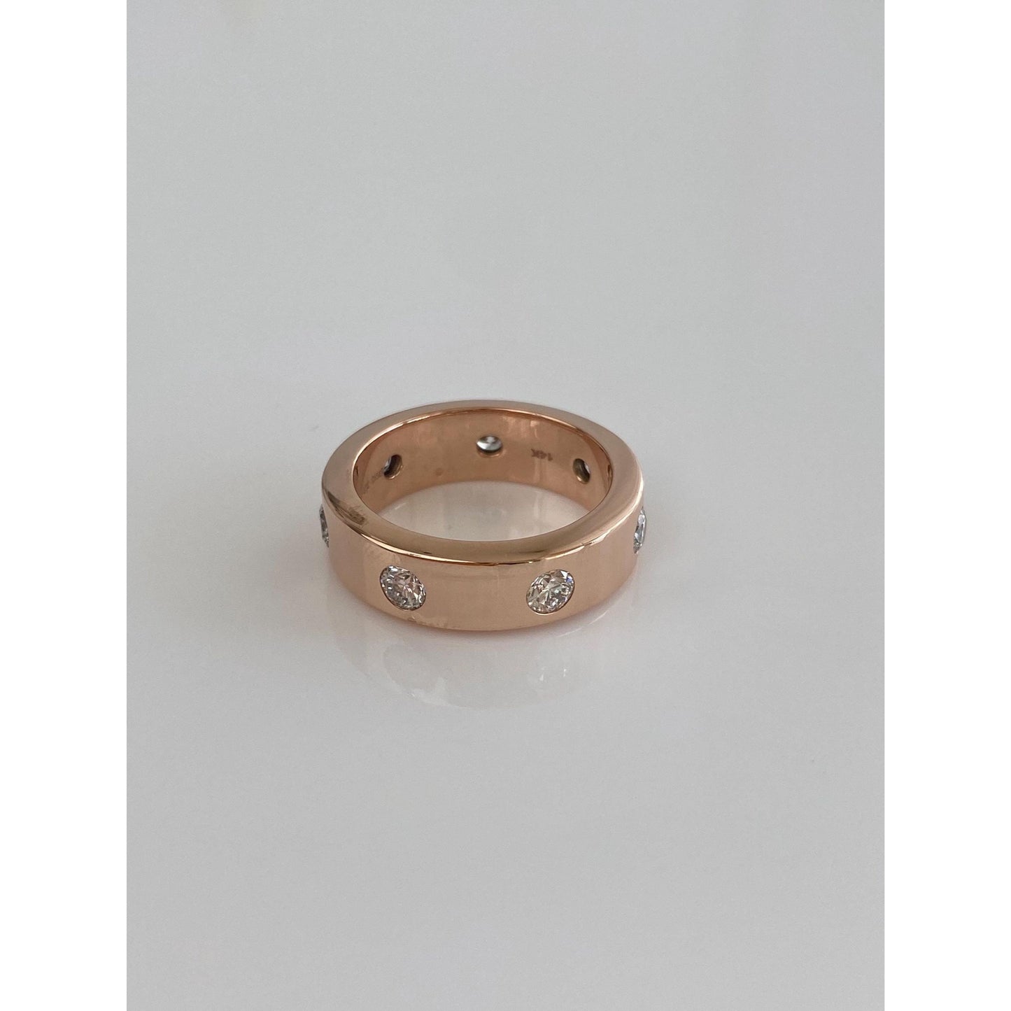 Vintage Solid 14k Rose Gold Diamond Ring Band - Size 6.25