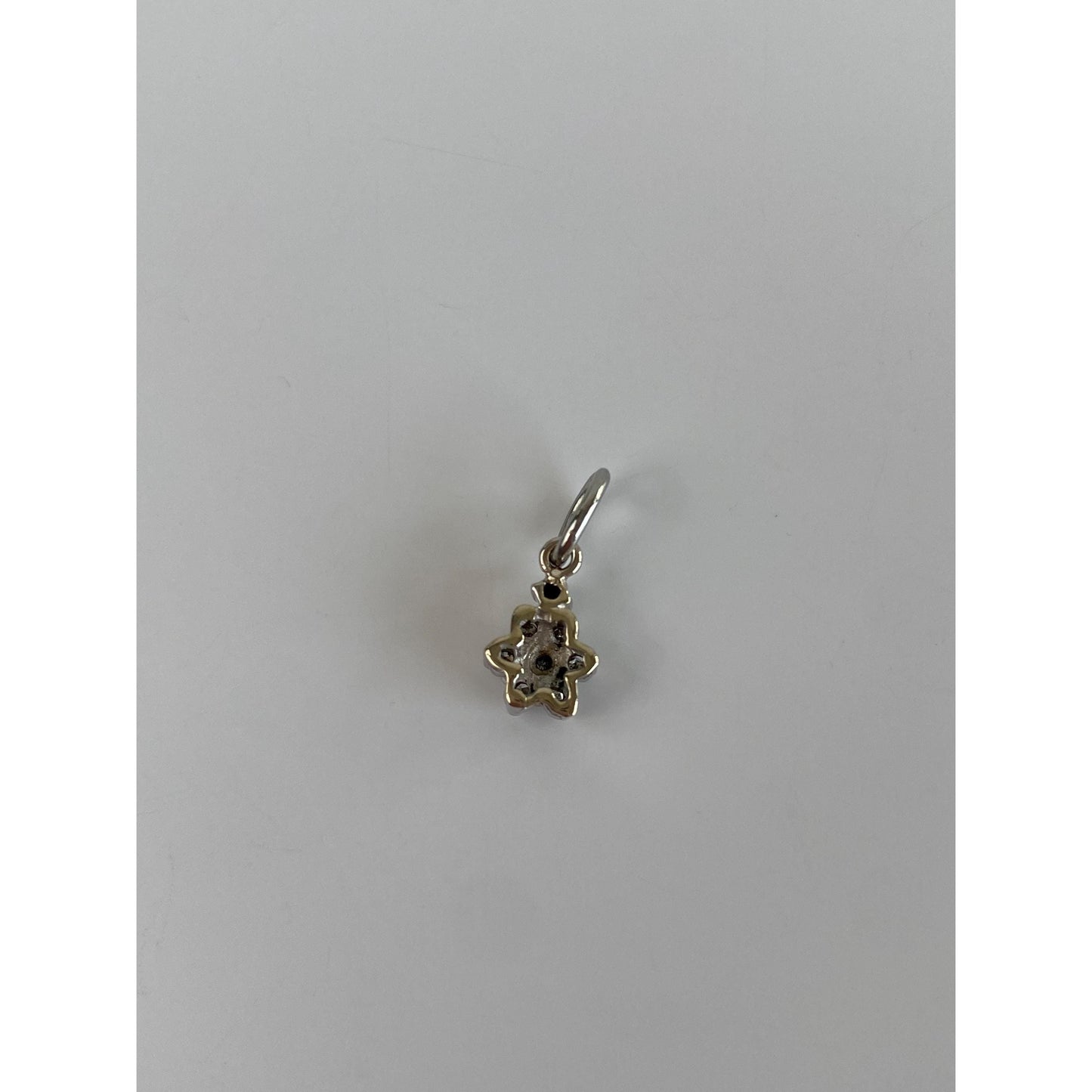 Solid 14k White Gold Diamond Flower Charm