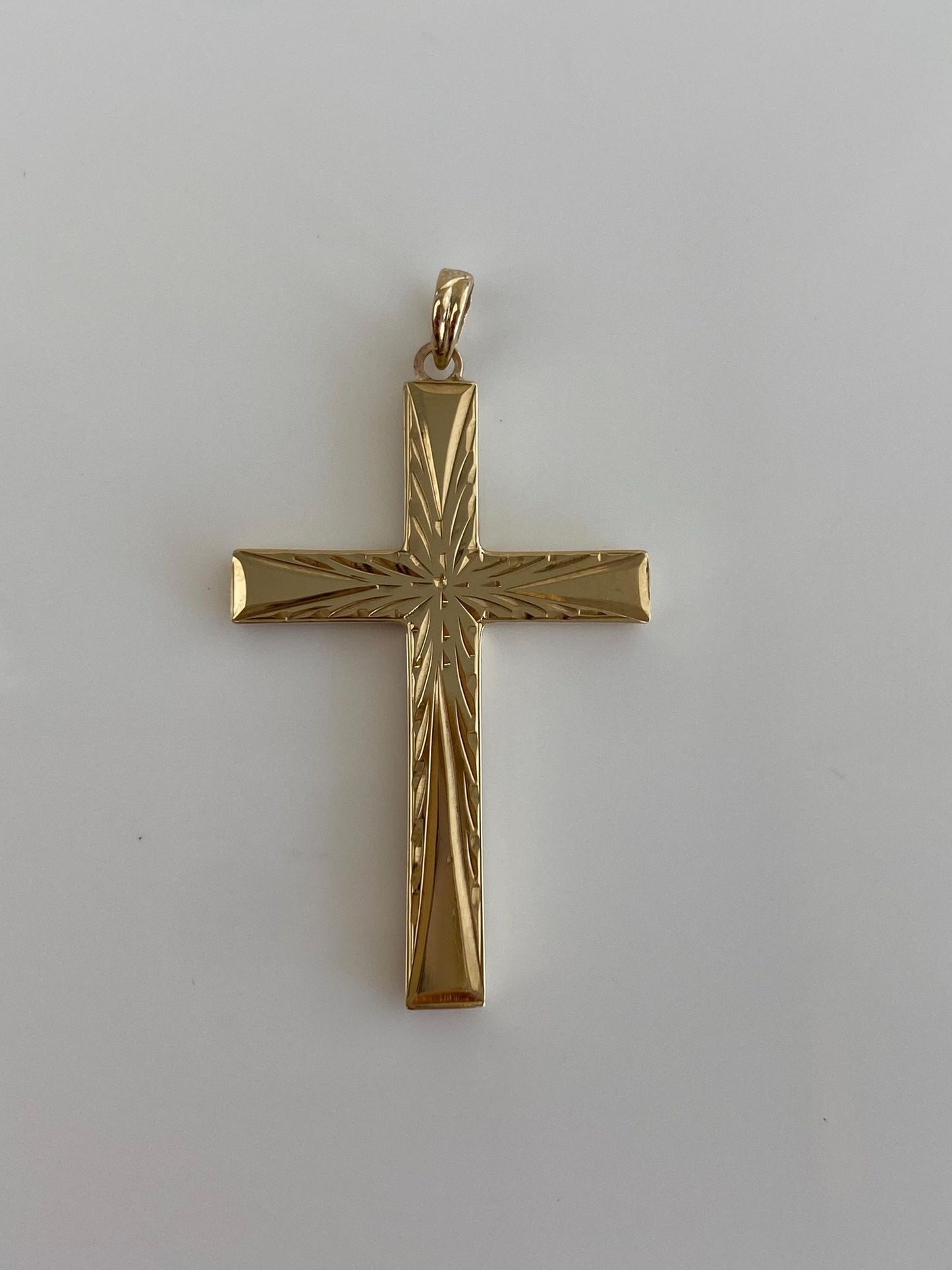 Vintage 10k Yellow Gold Engraved Cross Charm