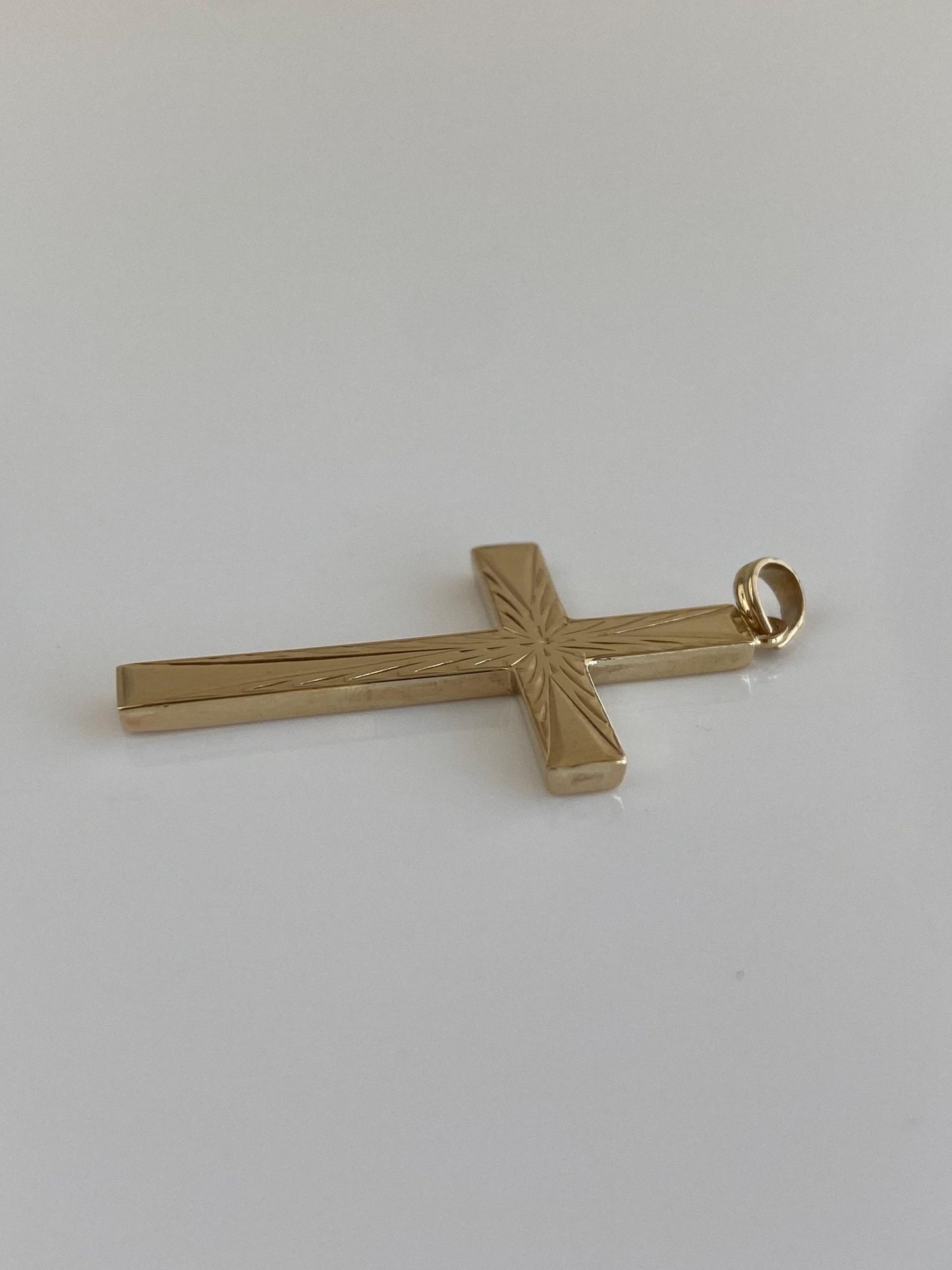 Vintage 10k Yellow Gold Engraved Cross Charm