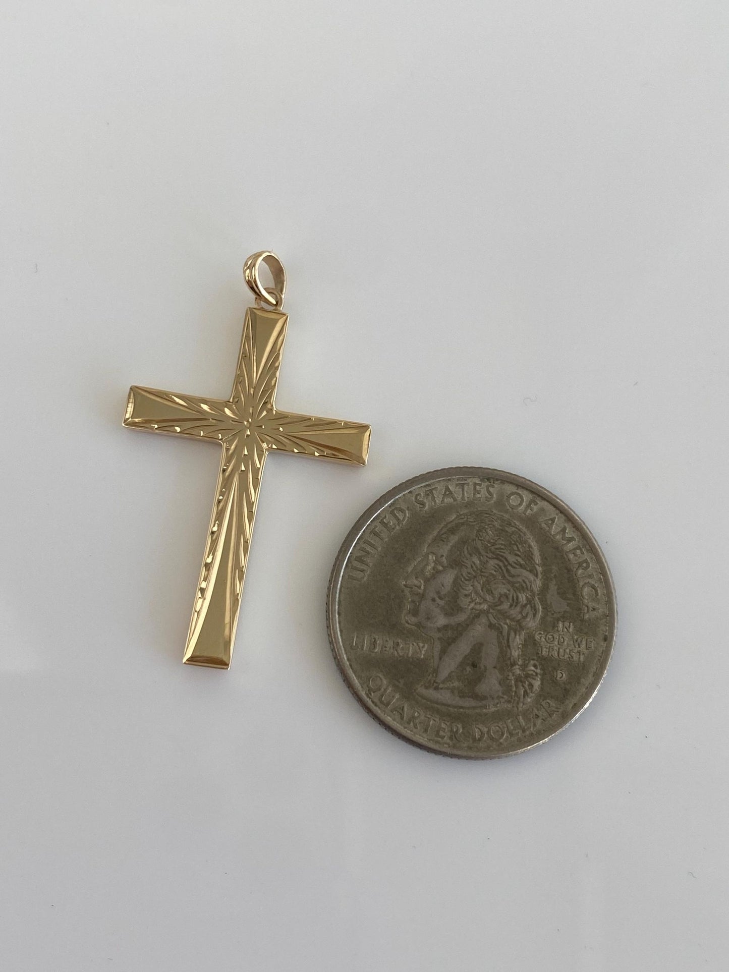 Vintage 10k Yellow Gold Engraved Cross Charm