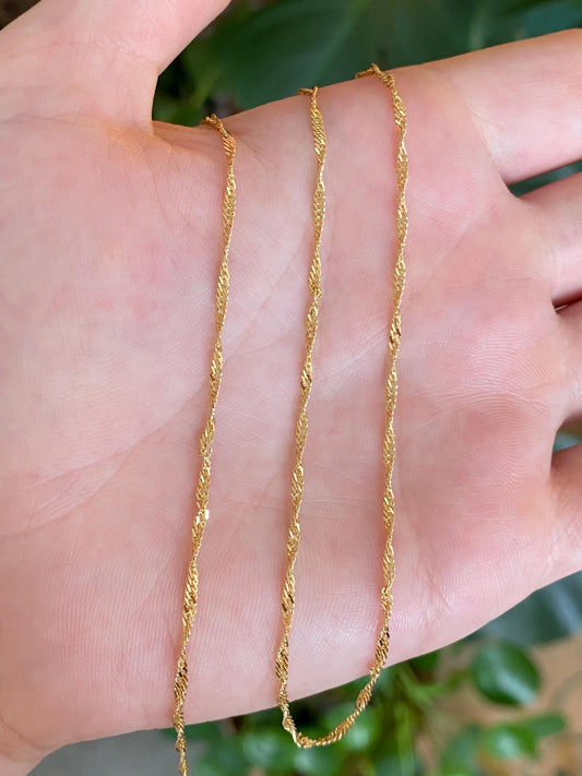 Vintage Solid 14k Yellow Gold Twist Chain Necklace - 18 inches