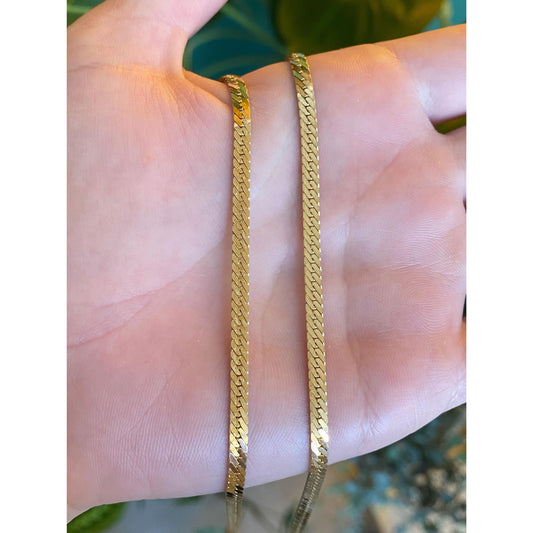 Vintage Solid 14k Yellow Gold Herringbone Chain Necklace - 20 inches