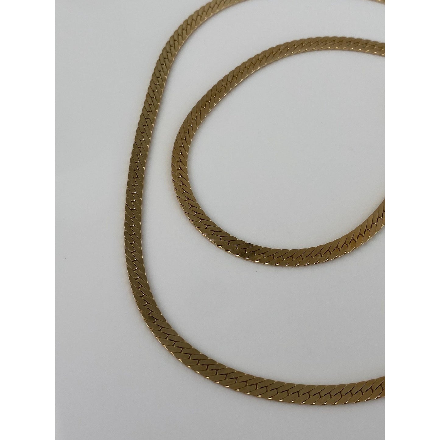 Vintage Solid 14k Yellow Gold Herringbone Chain Necklace - 20 inches