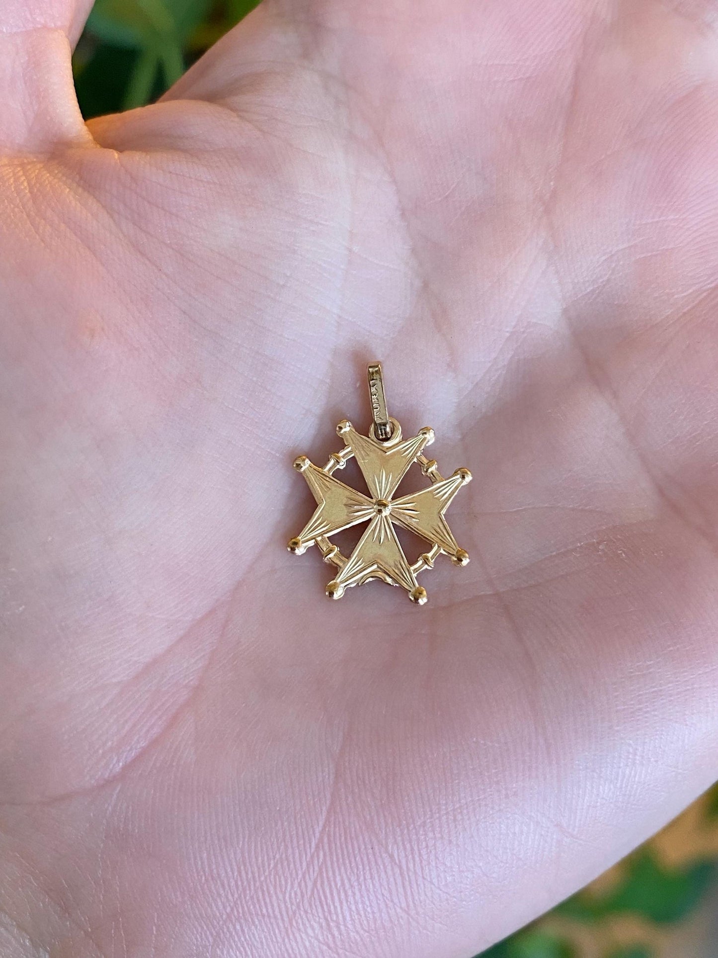Vintage Solid 12k Yellow Star Cross Charm