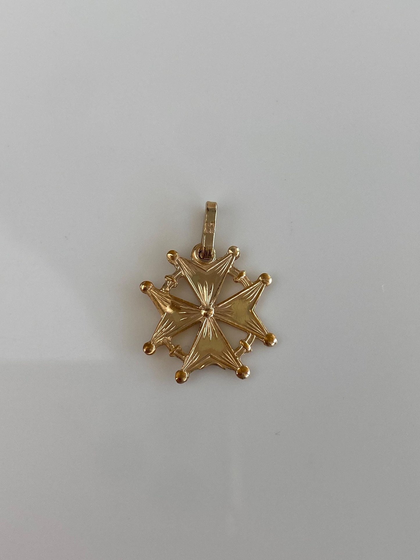 Vintage Solid 12k Yellow Star Cross Charm