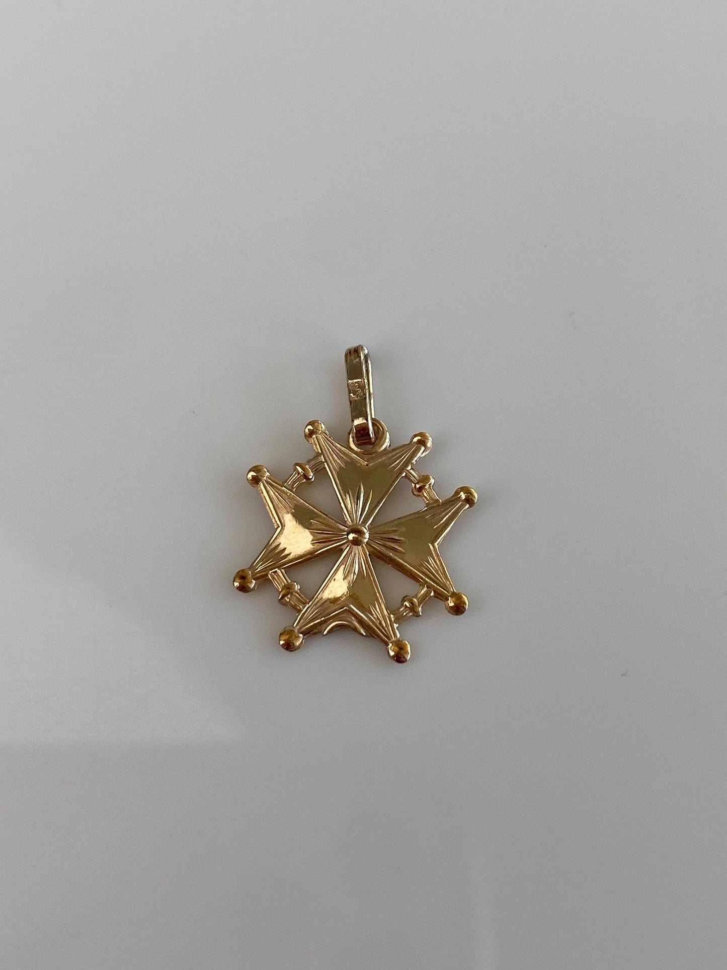 Vintage Solid 12k Yellow Star Cross Charm