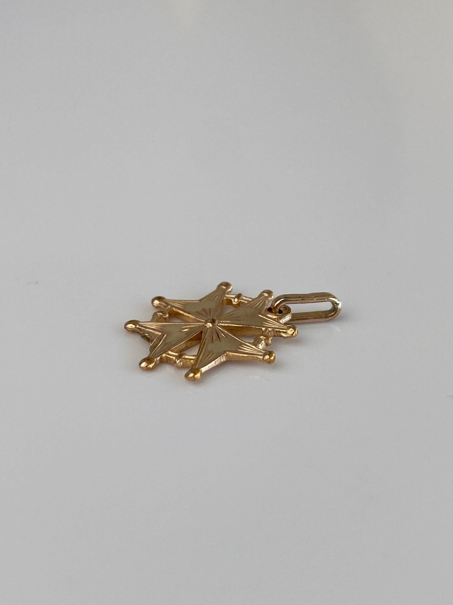 Vintage Solid 12k Yellow Star Cross Charm