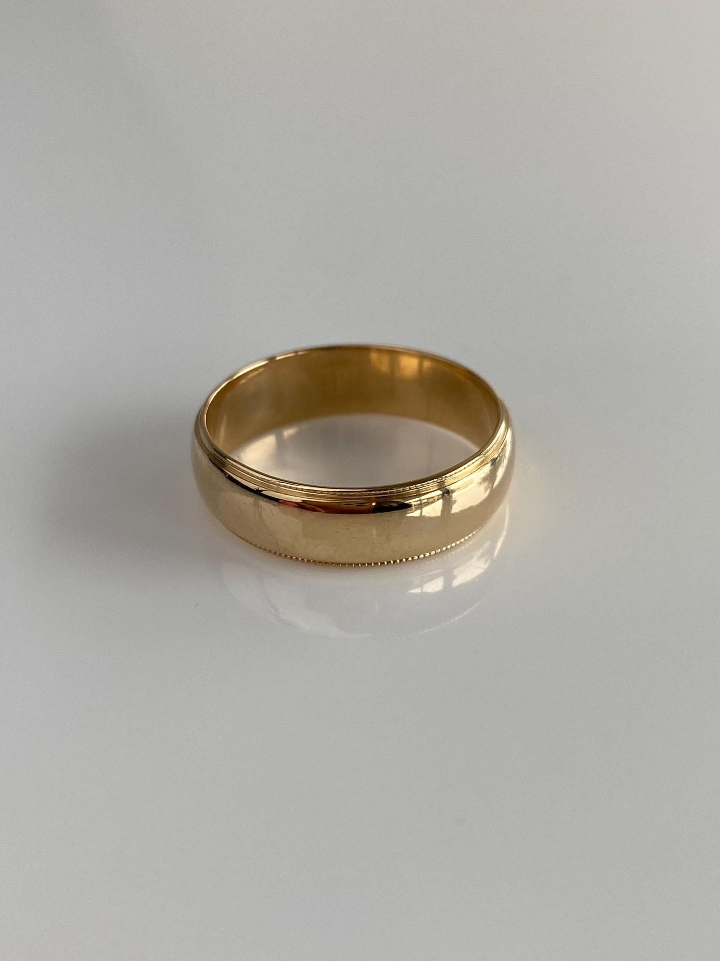 Vintage Solid 14k Yellow Gold Milgrain Ring Band - Size 8.5