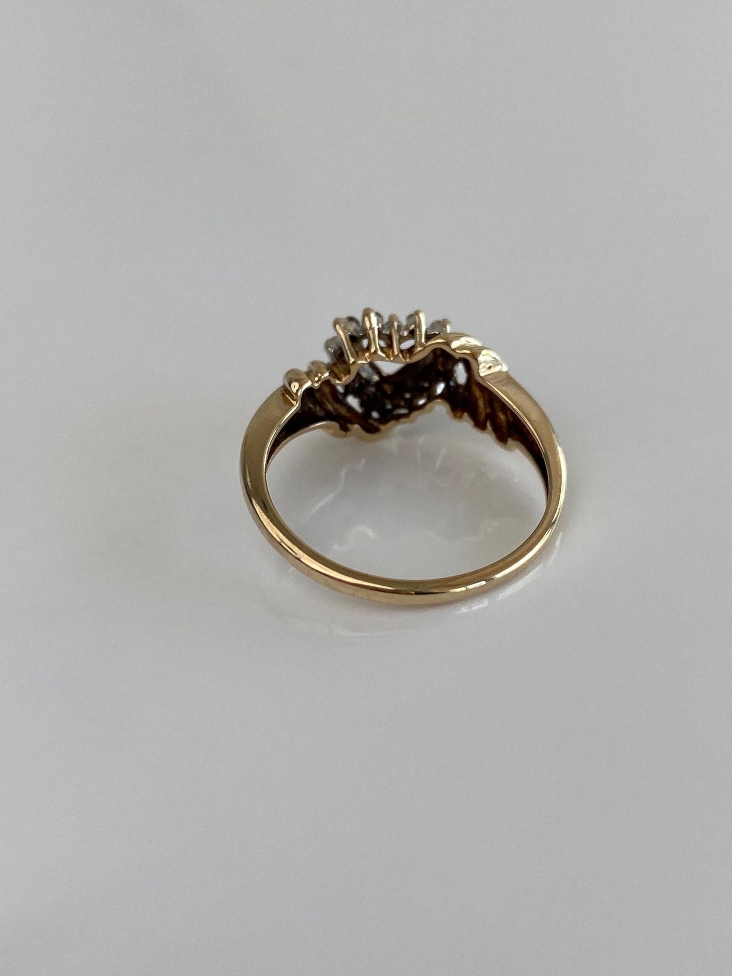 Vintage Solid 10k Yellow Gold Diamond Heart Ring - Size 6.75