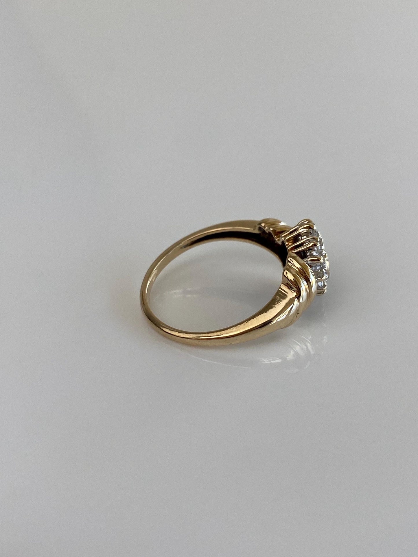 Vintage Solid 10k Yellow Gold Diamond Heart Ring - Size 6.75