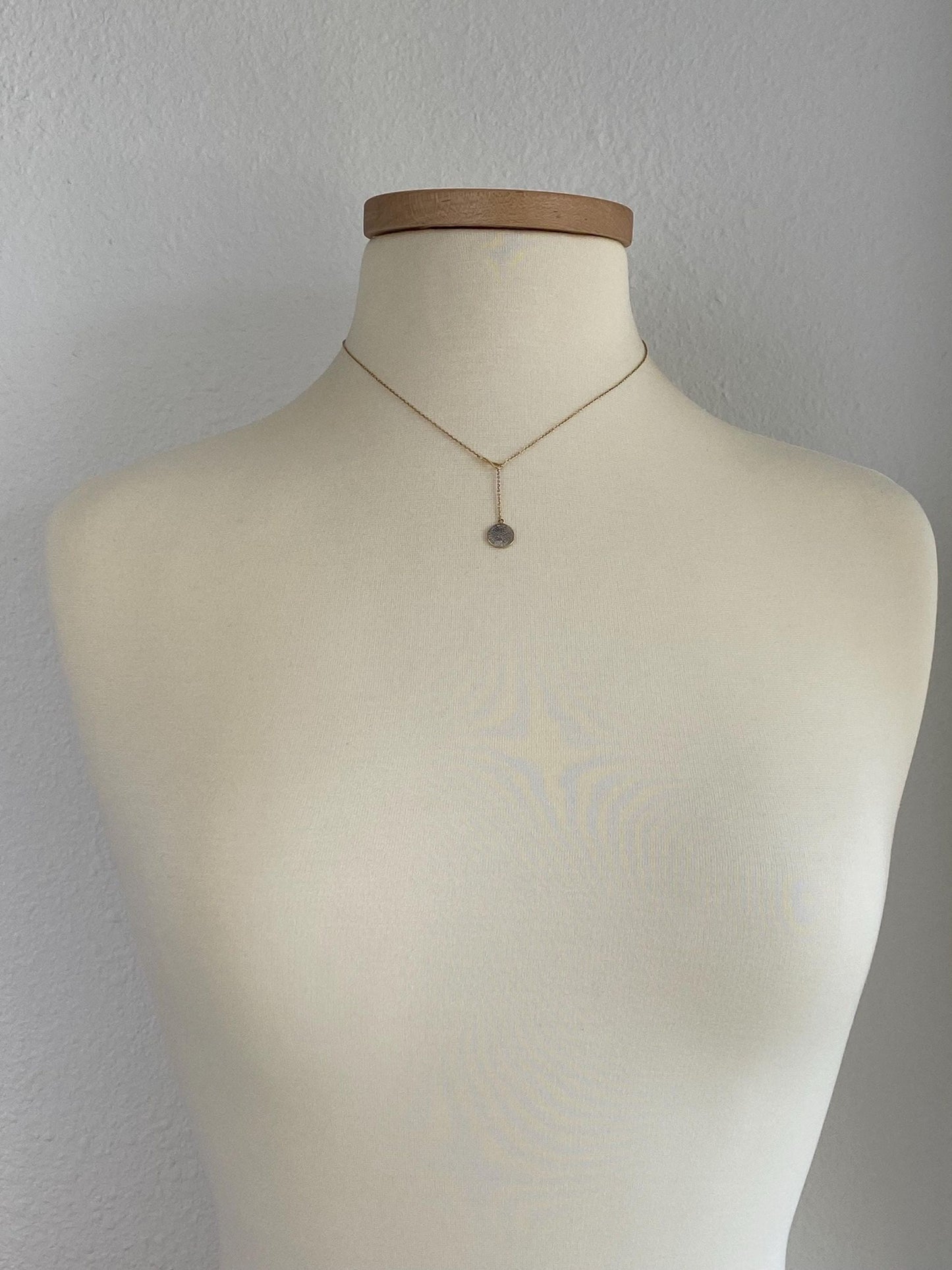 Vintage Solid 10k Yellow Gold Diamond Tight Rolo Chain Lariat Necklace - 17.5 inches