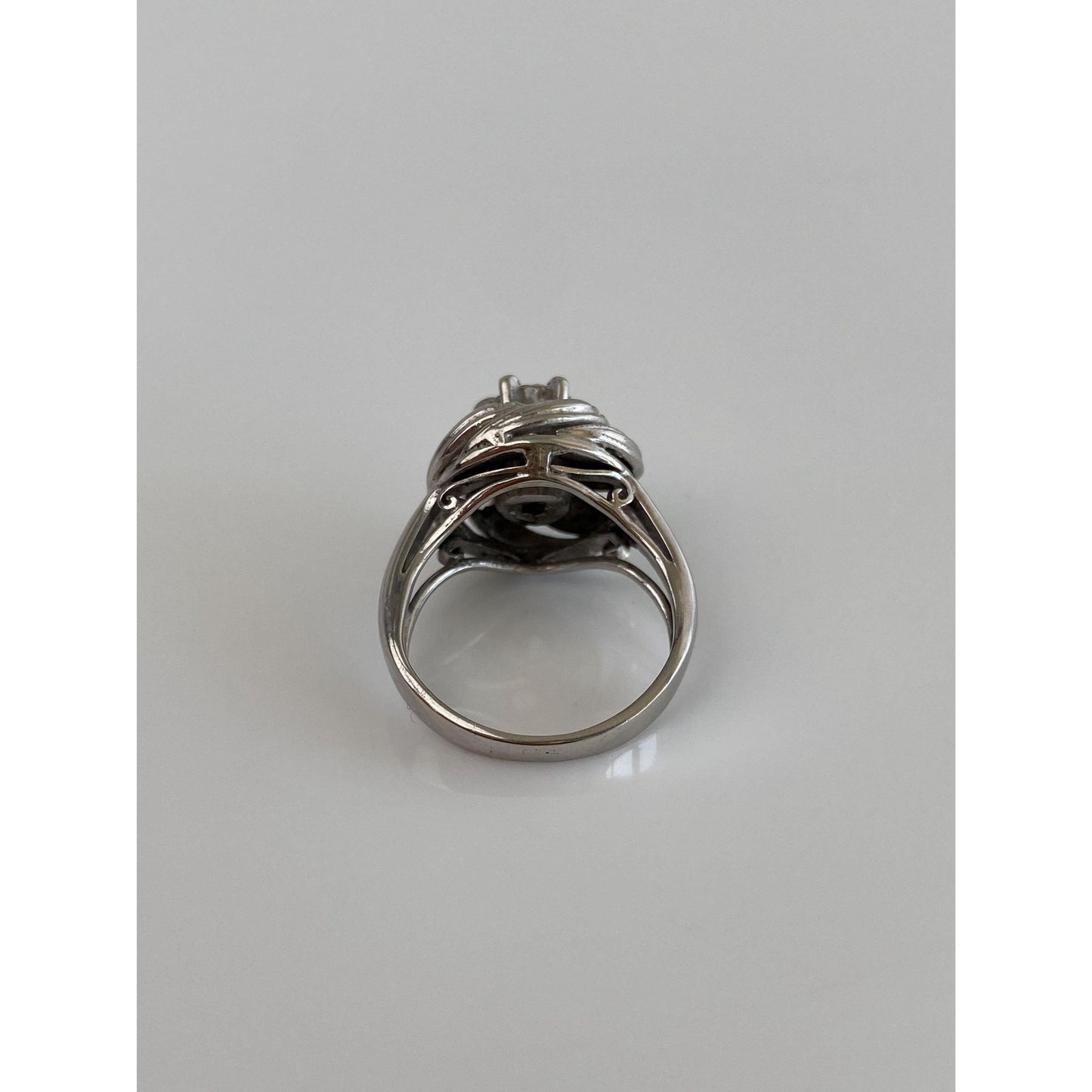 Vintage Solid 14k White Gold Diamond Ring - Size 4