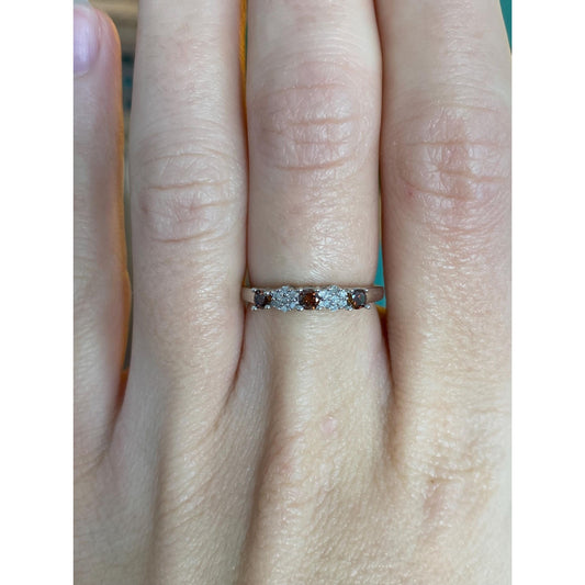 Vintage Solid 10k White Gold Colored & Clear Diamond Ring - Size 5.75