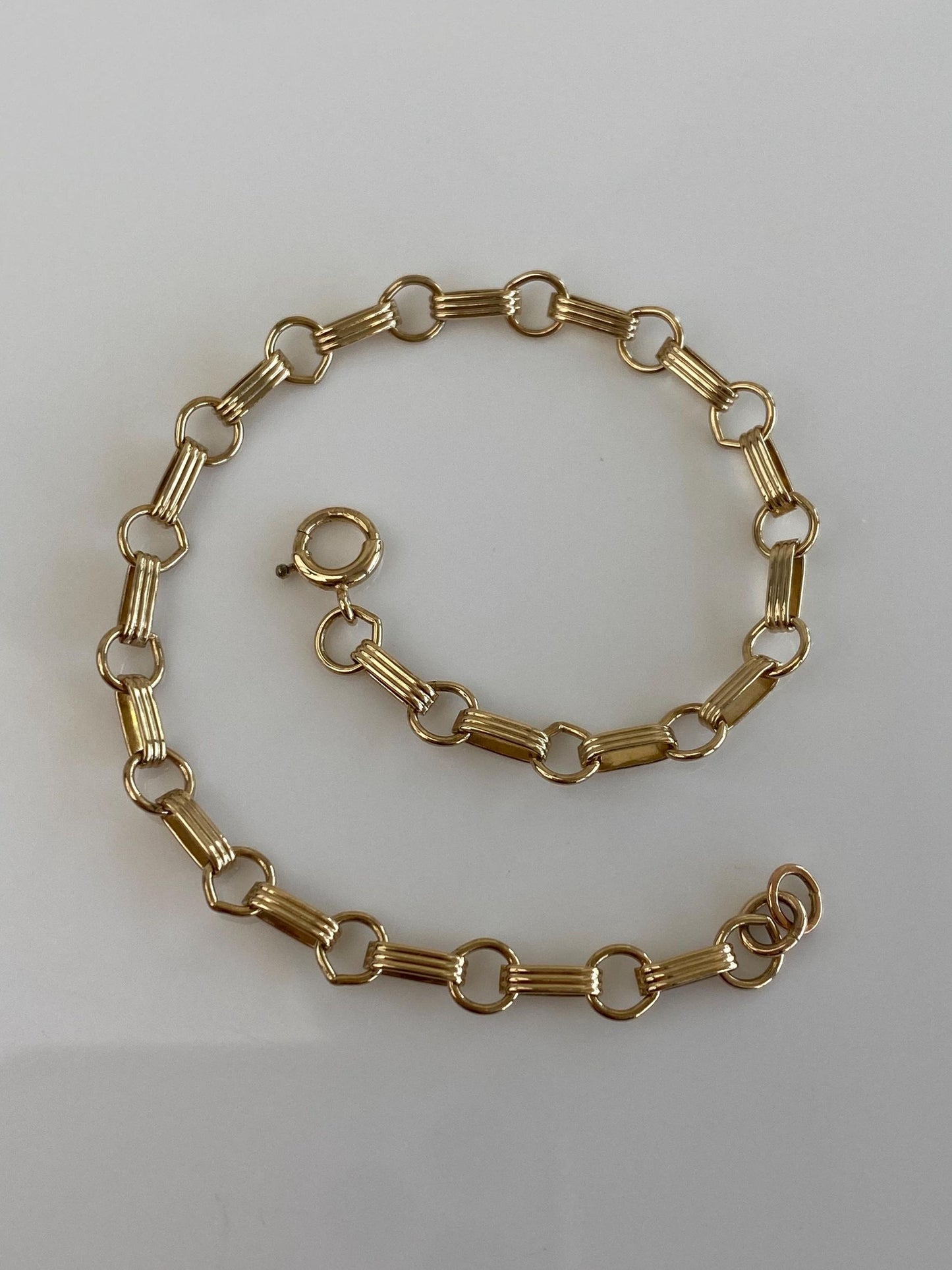 Vintage Solid 14k Yellow Gold Link Bracelet - 7.25 inches