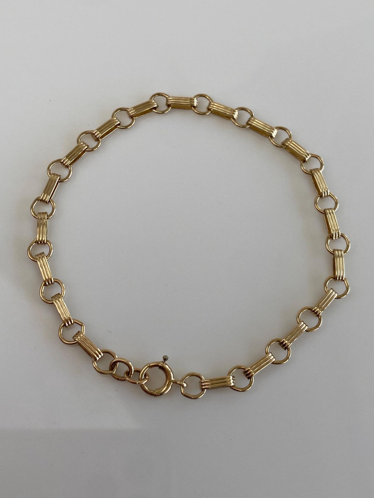 Vintage Solid 14k Yellow Gold Link Bracelet - 7.25 inches