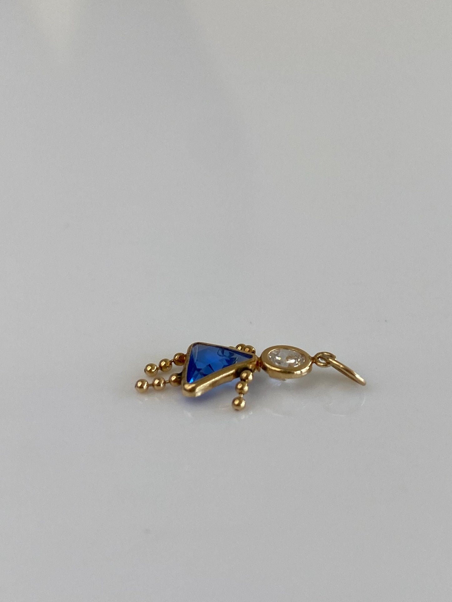 Vintage Solid 10k Yellow Gold Blue & Clear Cubic Zirconia Little Girl Charm