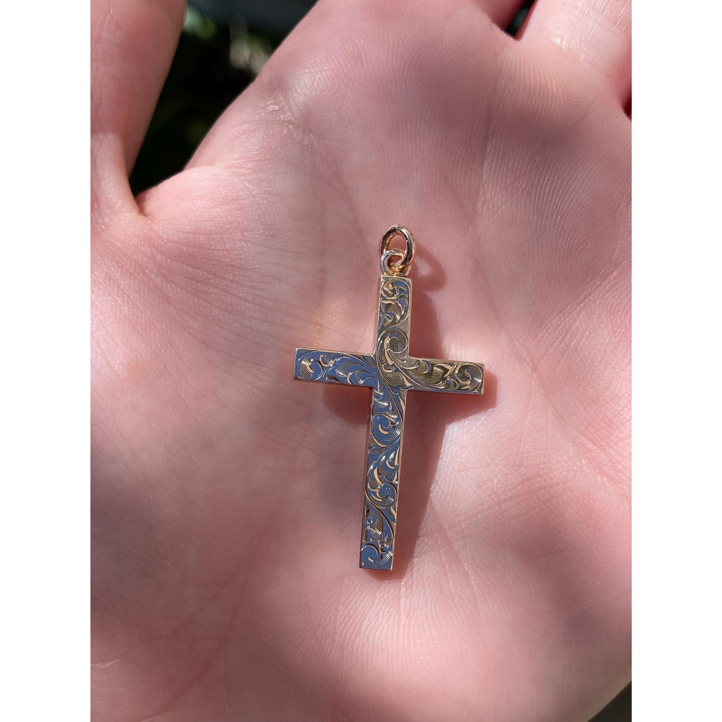 Vintage 10k Yellow Gold Scrollwork Cross Charm