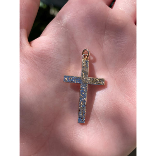 Vintage 10k Yellow Gold Scrollwork Cross Charm