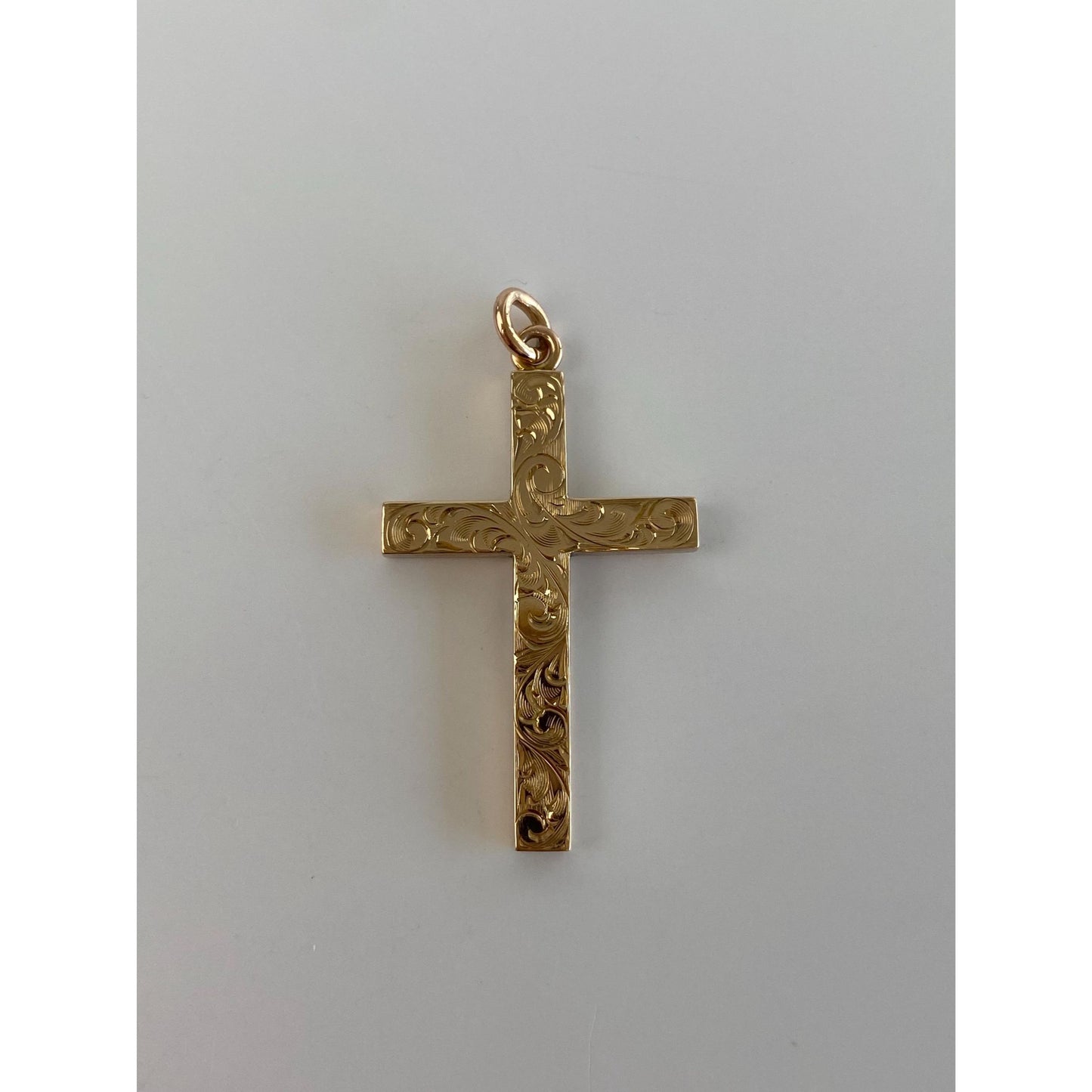 Vintage 10k Yellow Gold Scrollwork Cross Charm