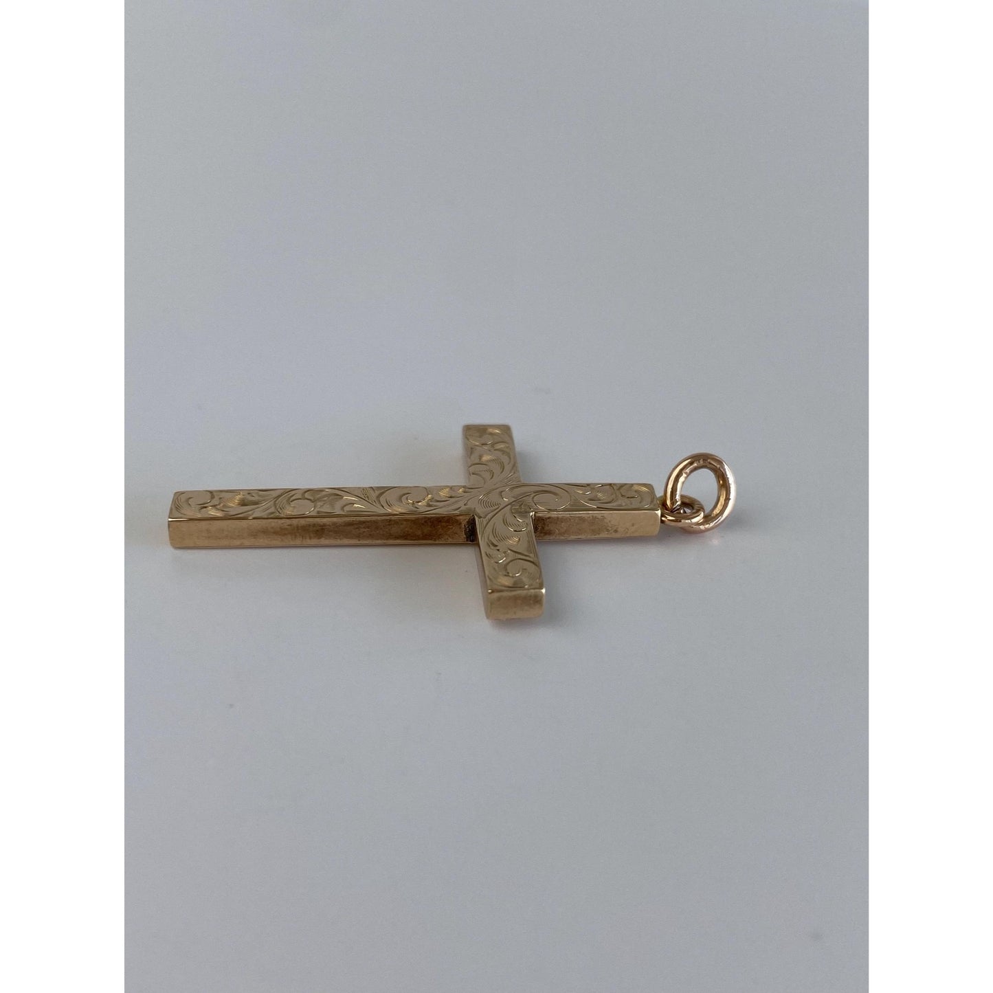 Vintage 10k Yellow Gold Scrollwork Cross Charm