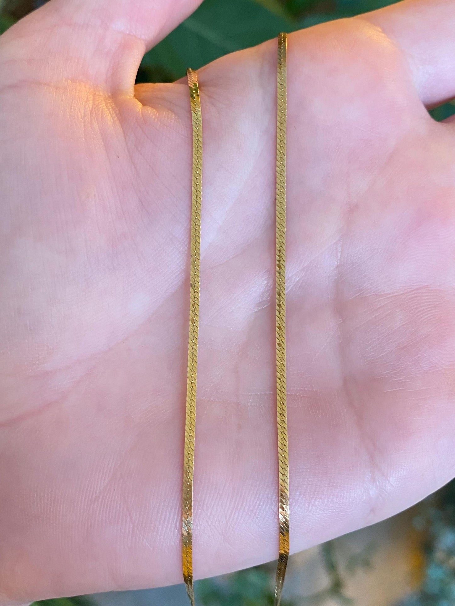 Vintage Solid 14k Yellow Gold Flat Chain Necklace - 18 inches