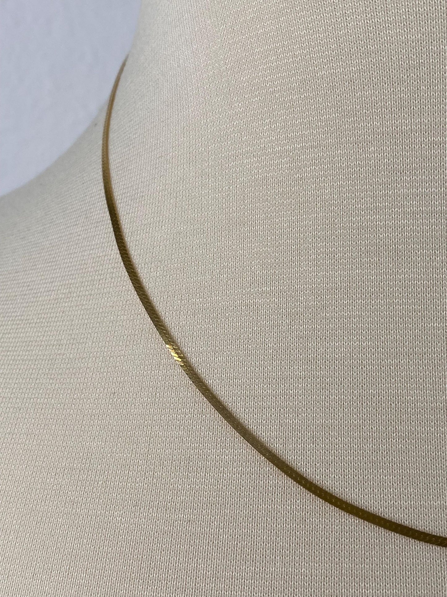 Vintage Solid 14k Yellow Gold Flat Chain Necklace - 18 inches