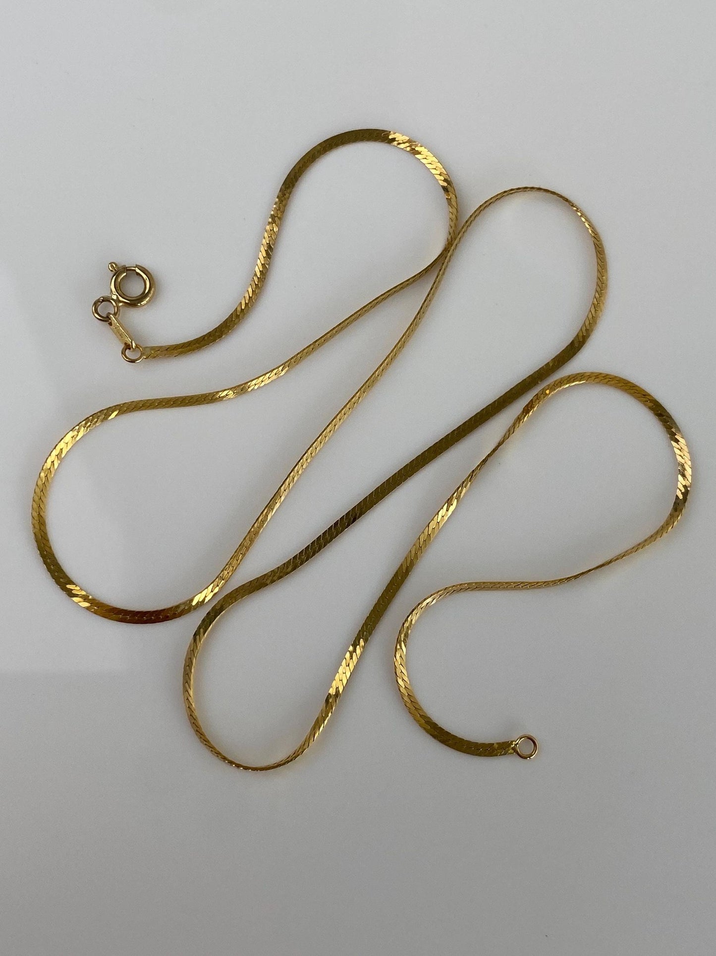 Vintage Solid 14k Yellow Gold Flat Chain Necklace - 18 inches