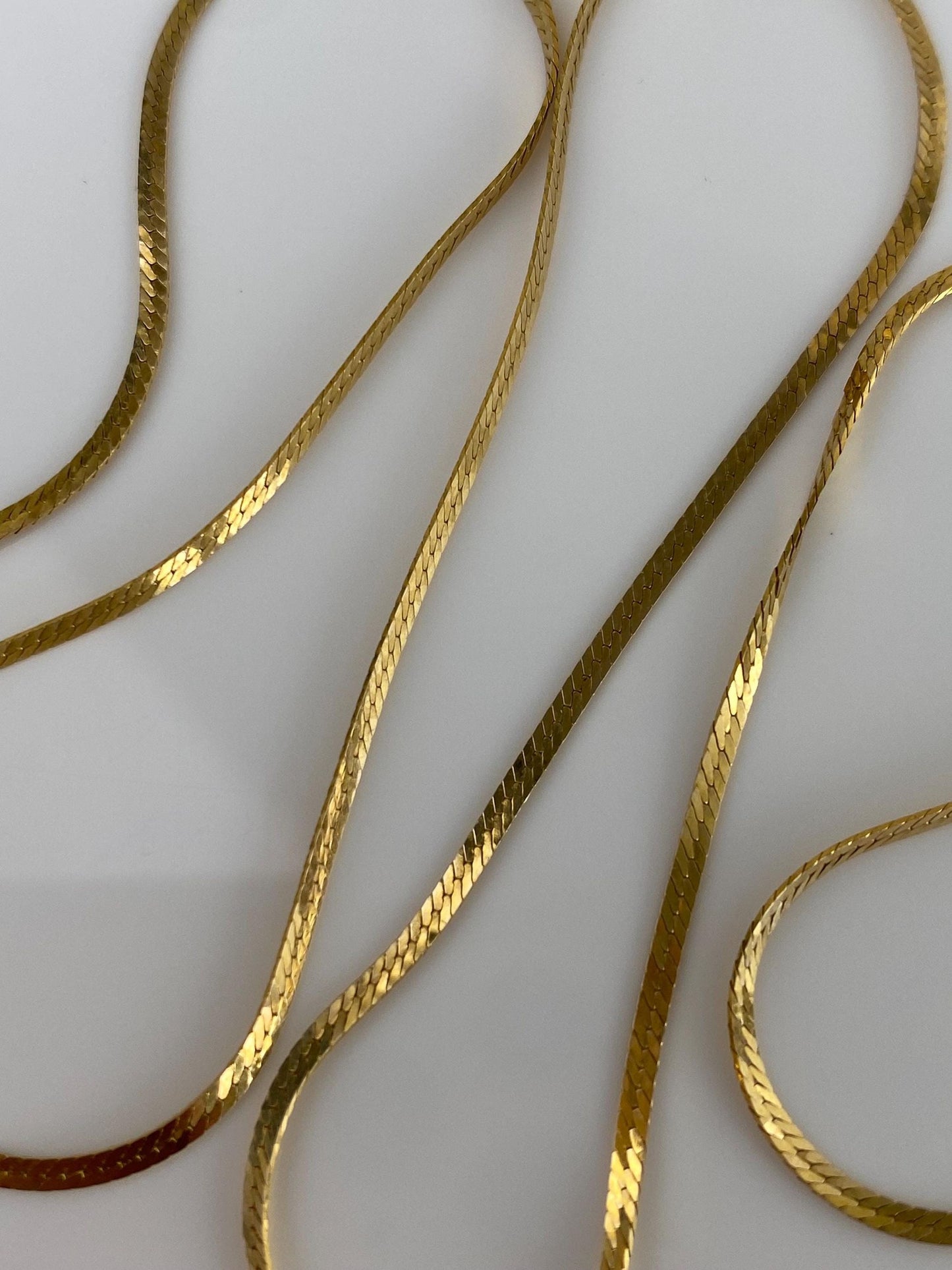 Vintage Solid 14k Yellow Gold Flat Chain Necklace - 18 inches