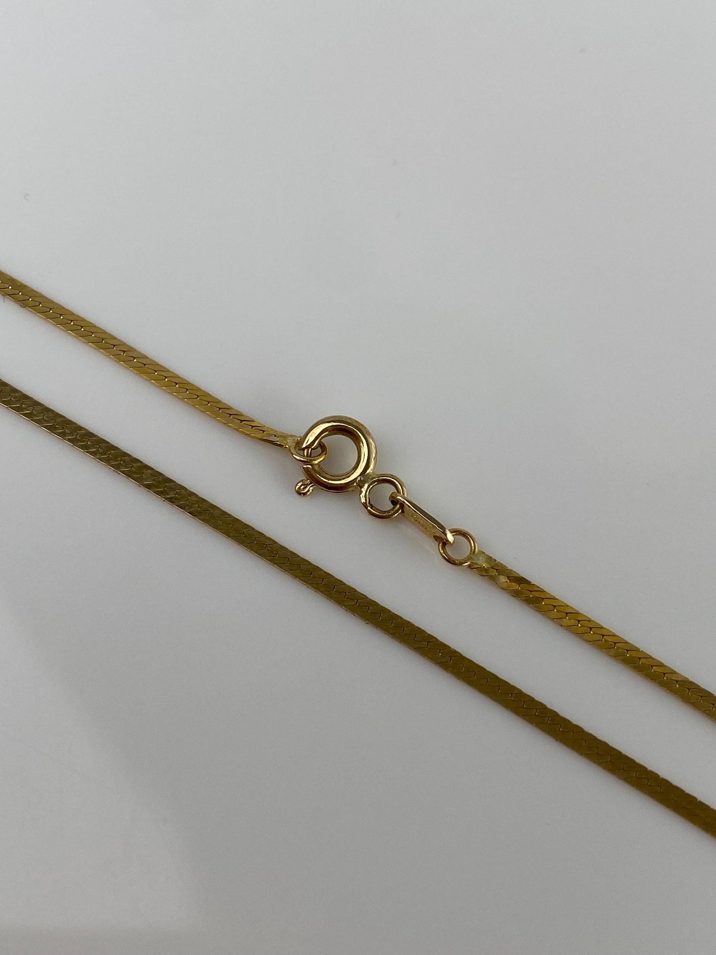 Vintage Solid 14k Yellow Gold Flat Chain Necklace - 18 inches