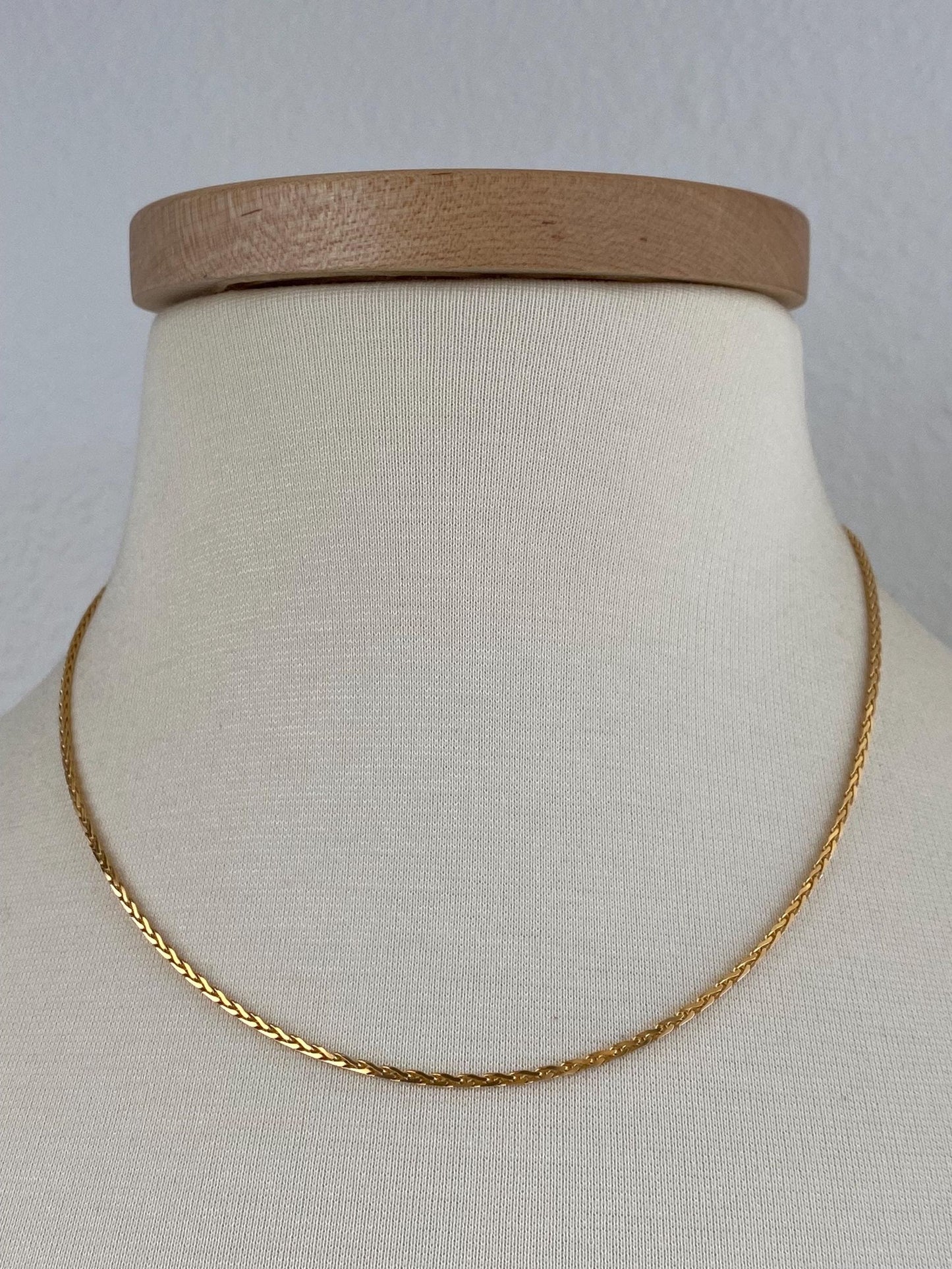 Solid 14k Yellow Gold Square Wheat Style Chain Necklace - 18 inches