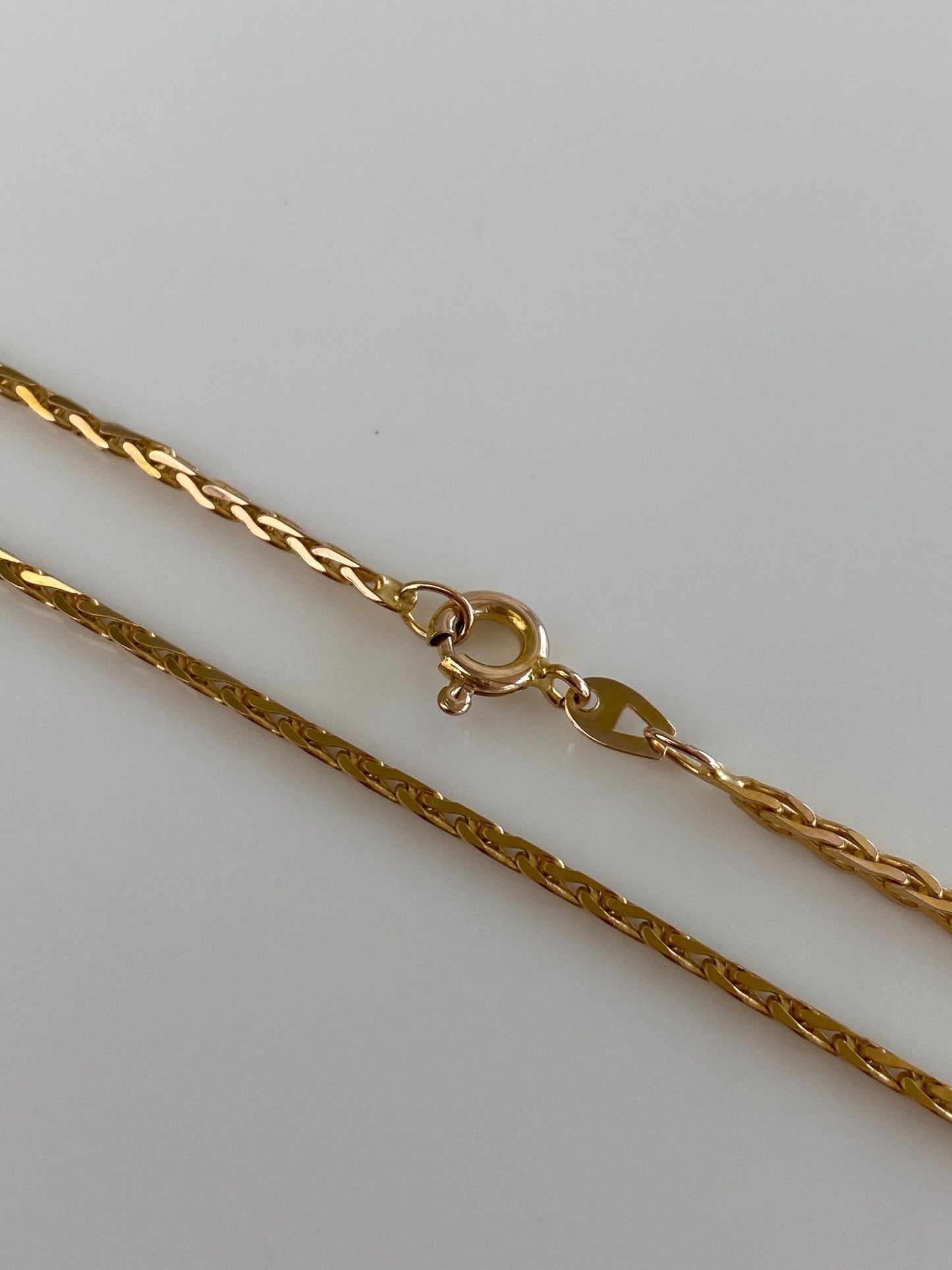 Solid 14k Yellow Gold Square Wheat Style Chain Necklace - 18 inches