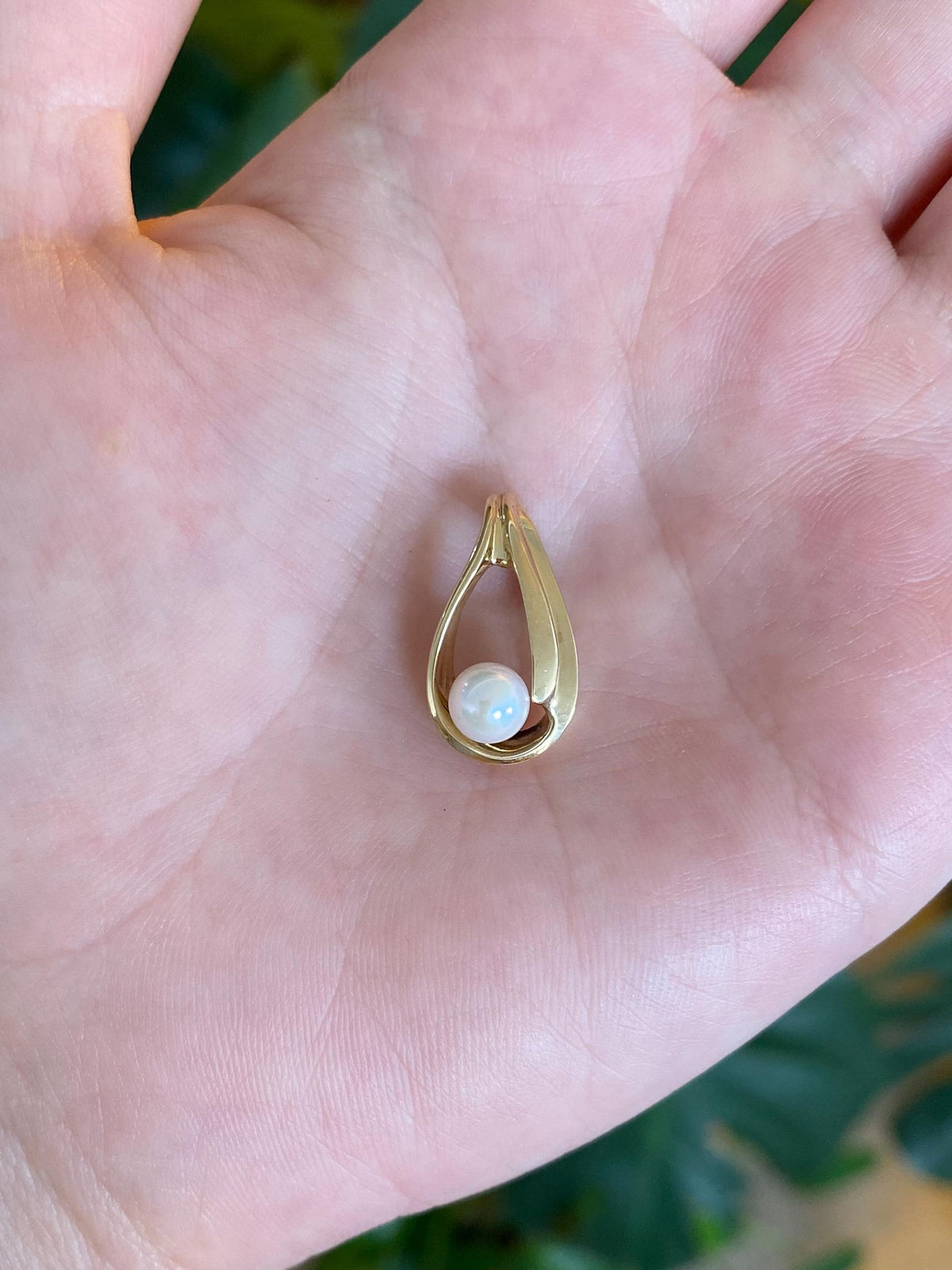 Vintage Solid 14k Yellow Gold Pearl Slide Charm