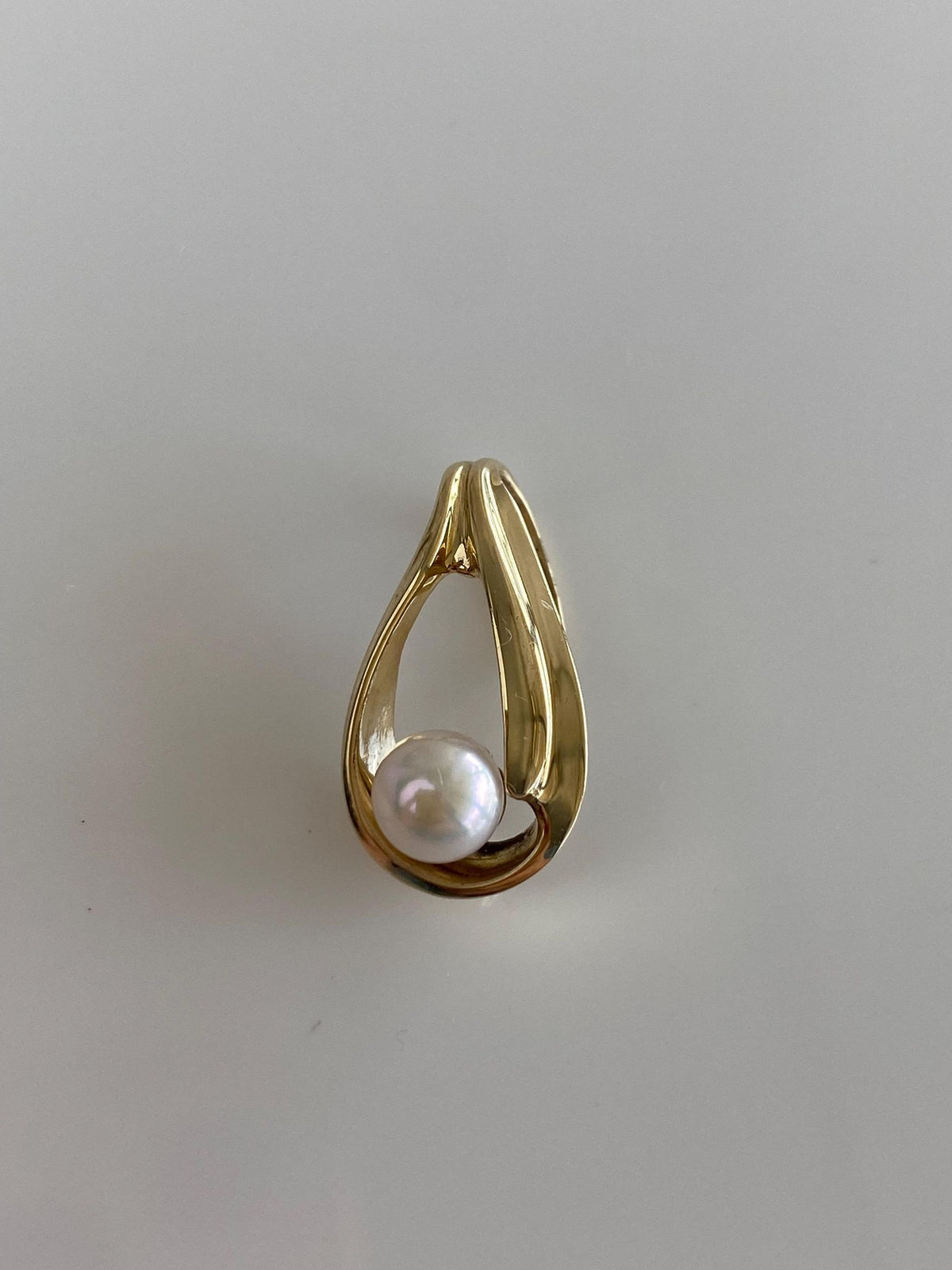 Vintage Solid 14k Yellow Gold Pearl Slide Charm