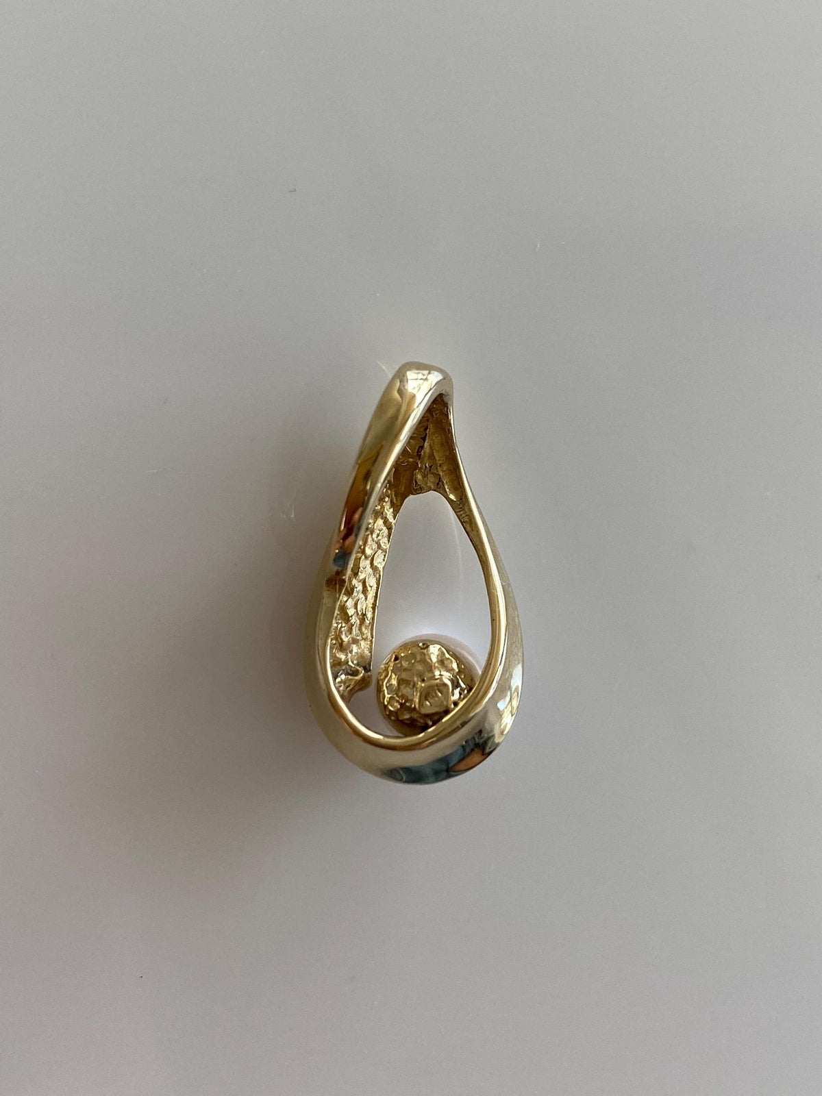 Vintage Solid 14k Yellow Gold Pearl Slide Charm