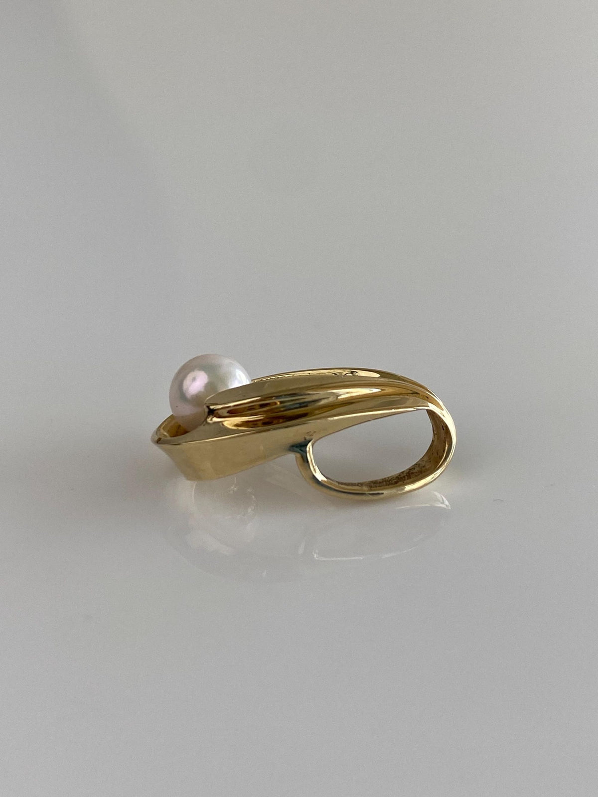 Vintage Solid 14k Yellow Gold Pearl Slide Charm