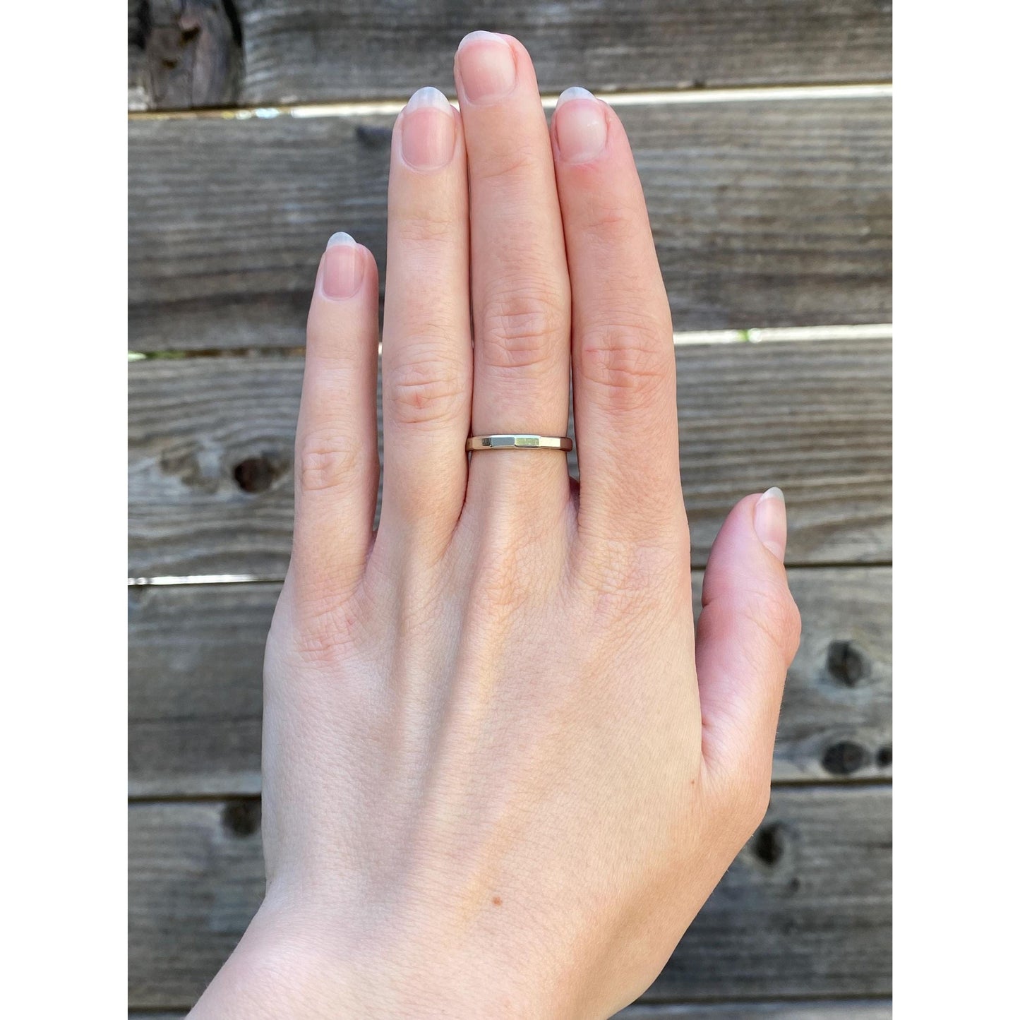 Vintage Solid 14k White Gold Faceted Ring Band - Size 6.25