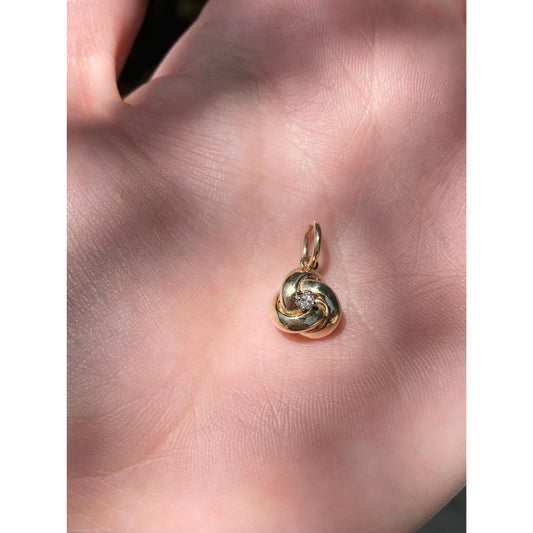 Vintage Solid 14k Yellow Gold Diamond Knot Stick Pin Conversion Charm