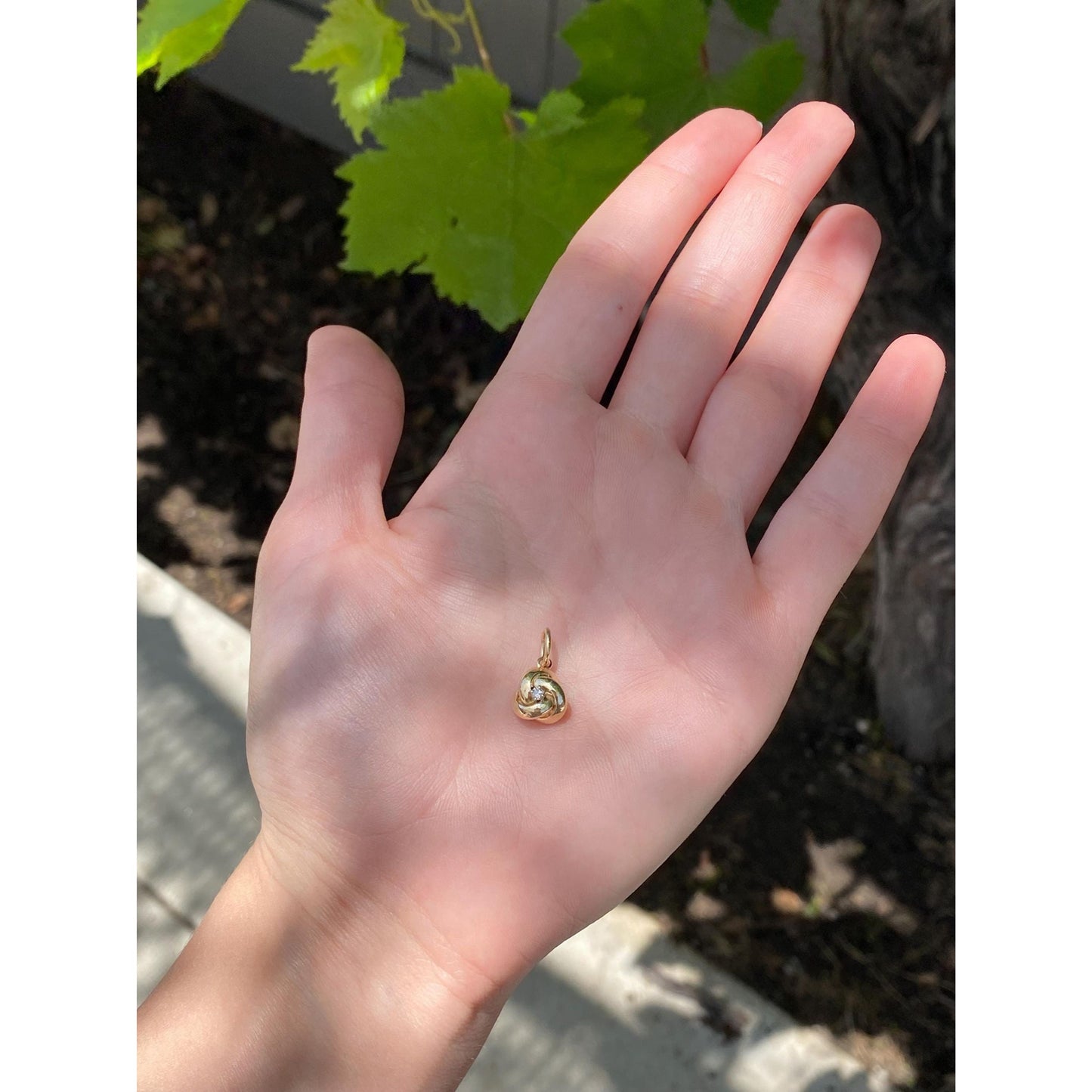 Vintage Solid 14k Yellow Gold Diamond Knot Stick Pin Conversion Charm