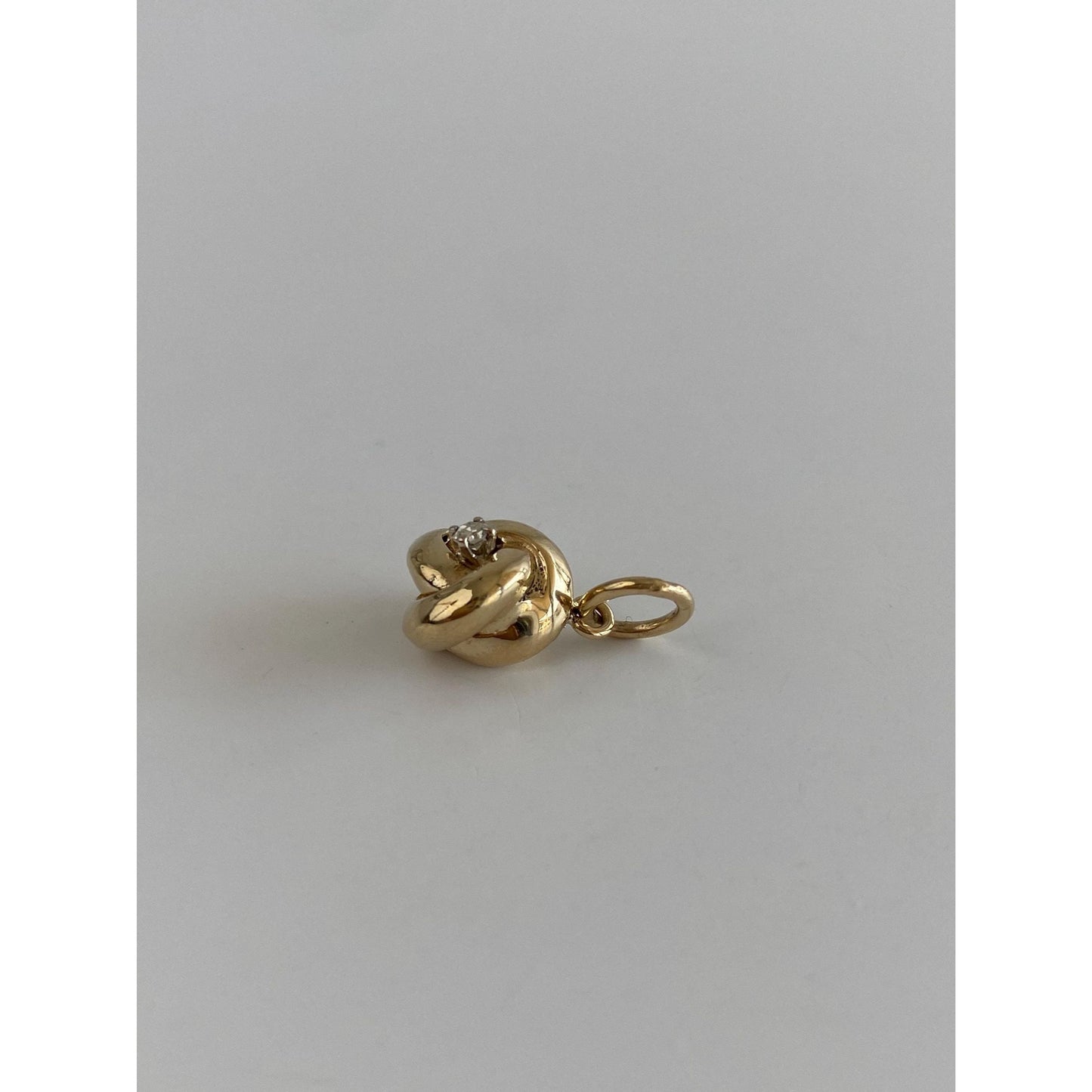 Vintage Solid 14k Yellow Gold Diamond Knot Stick Pin Conversion Charm
